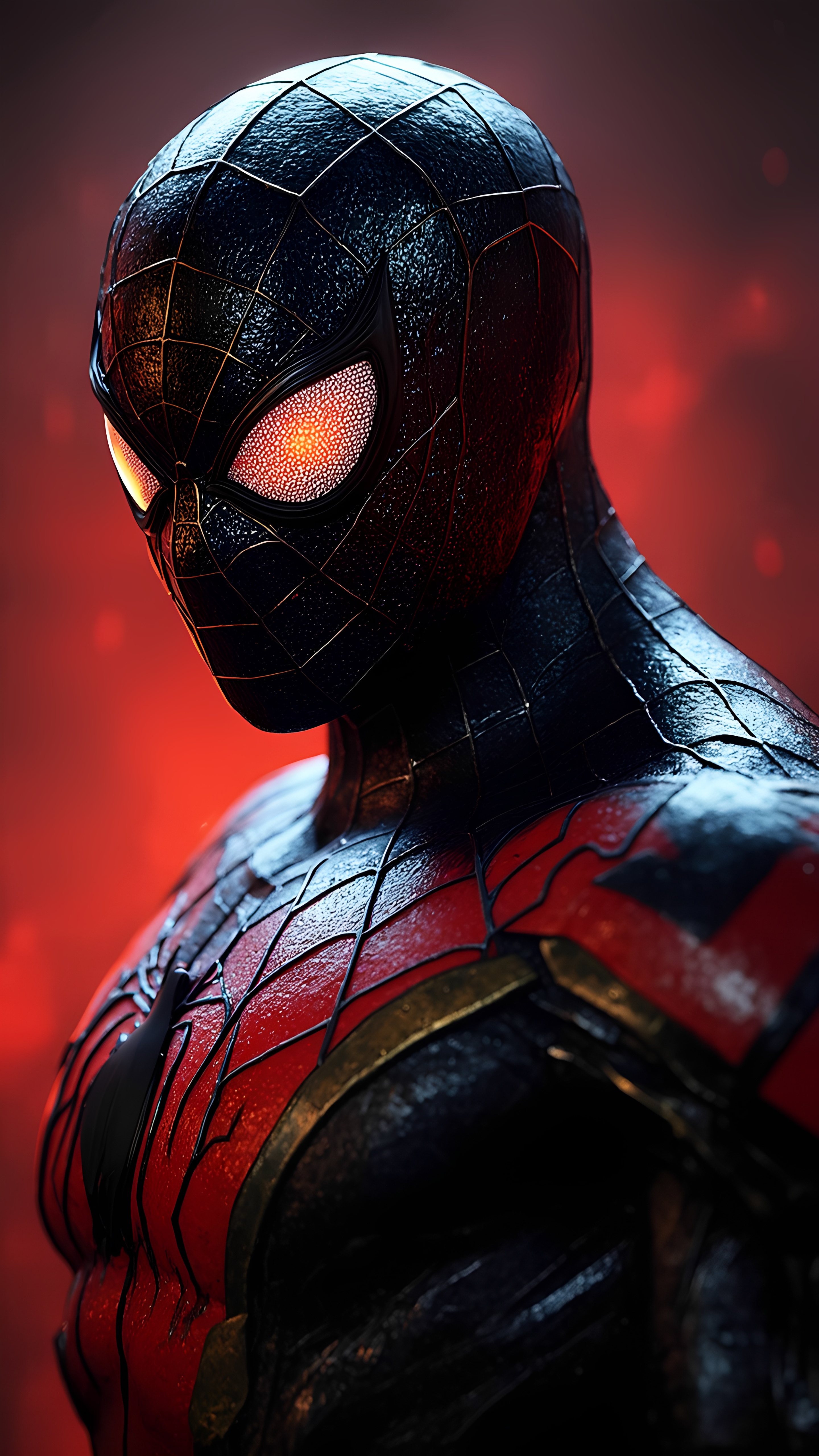 Spiderman Black Red Suit Glowing Eyes Futuristic Style 3