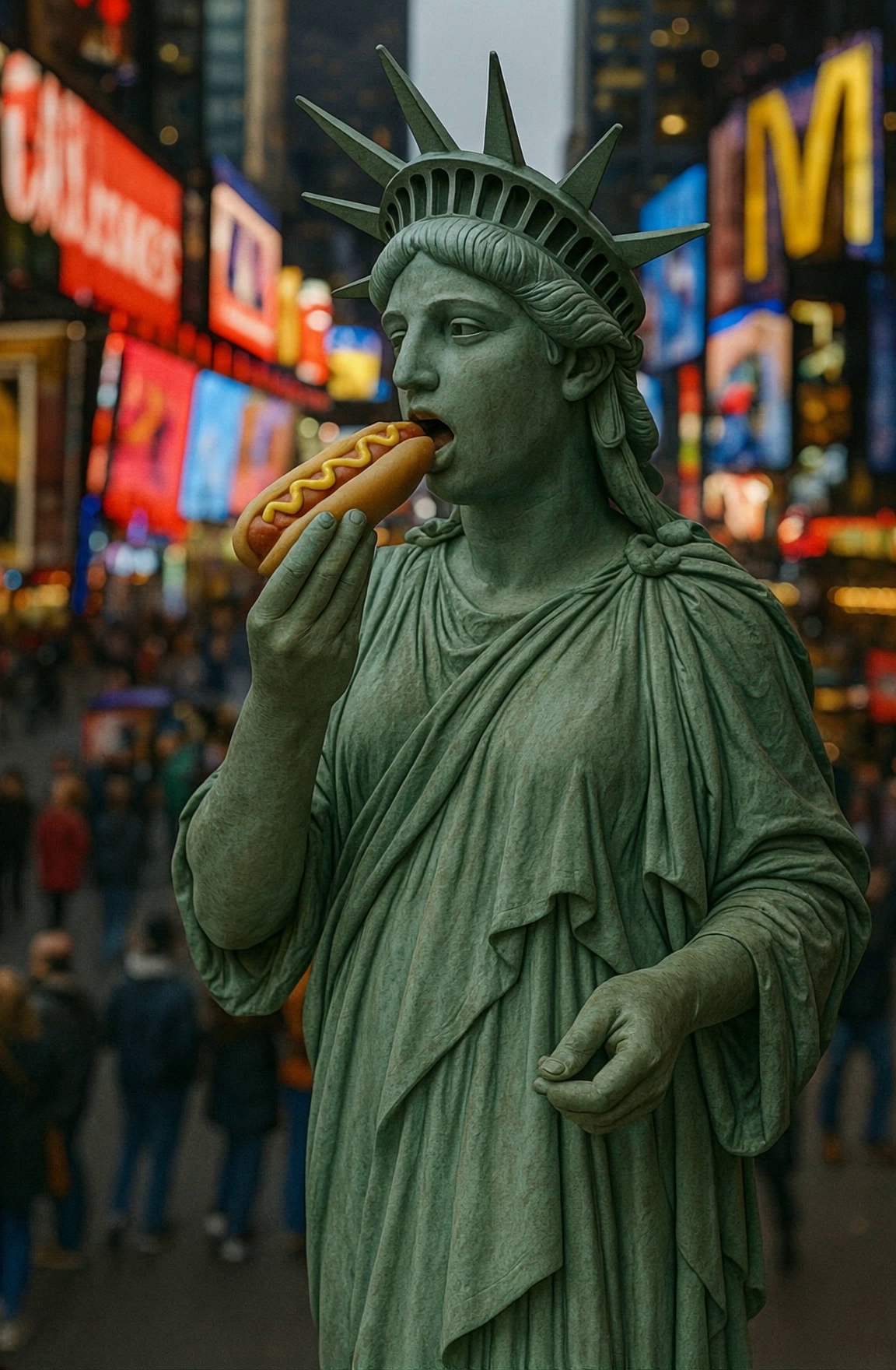 Statue Of Liberty Eating Hot Dog Times Square Video – video thumbnail
