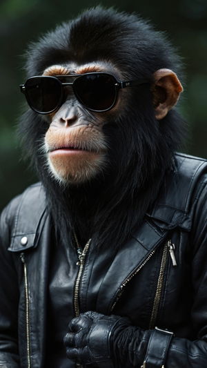 Stylish Black Monkey Leather Jacket Sunglasses 1