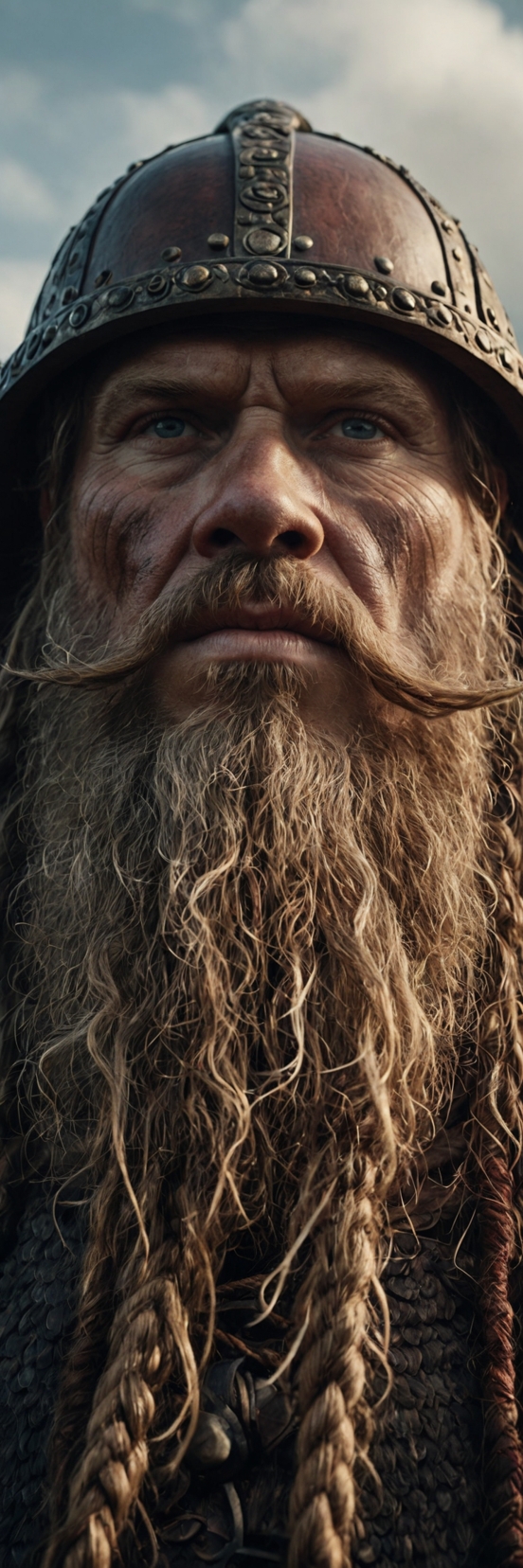 Tall Viking Warriors Braided Beards Norse Armor Fantasy Portrait 1