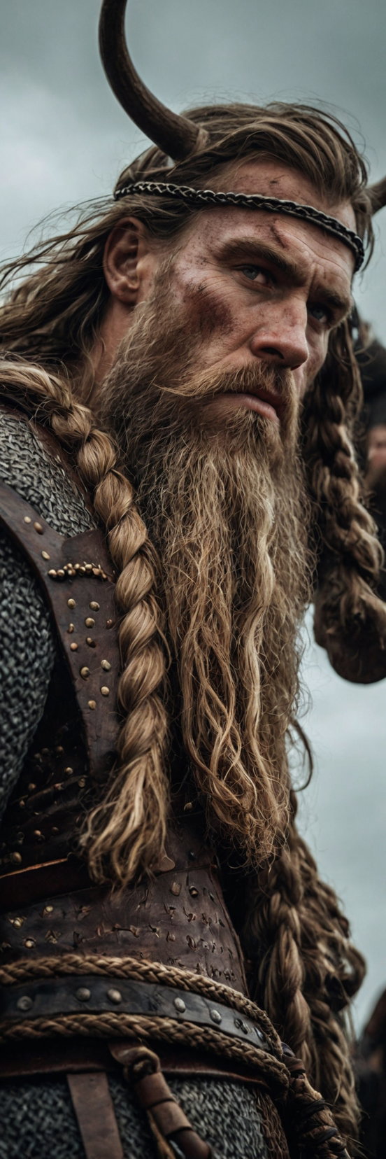 Tall Viking Warriors Braided Beards Norse Armor Fantasy Portrait 2