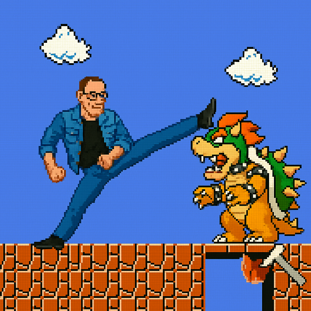 Van Damme Vs Bowser Mario Game Pixel Showdown 1
