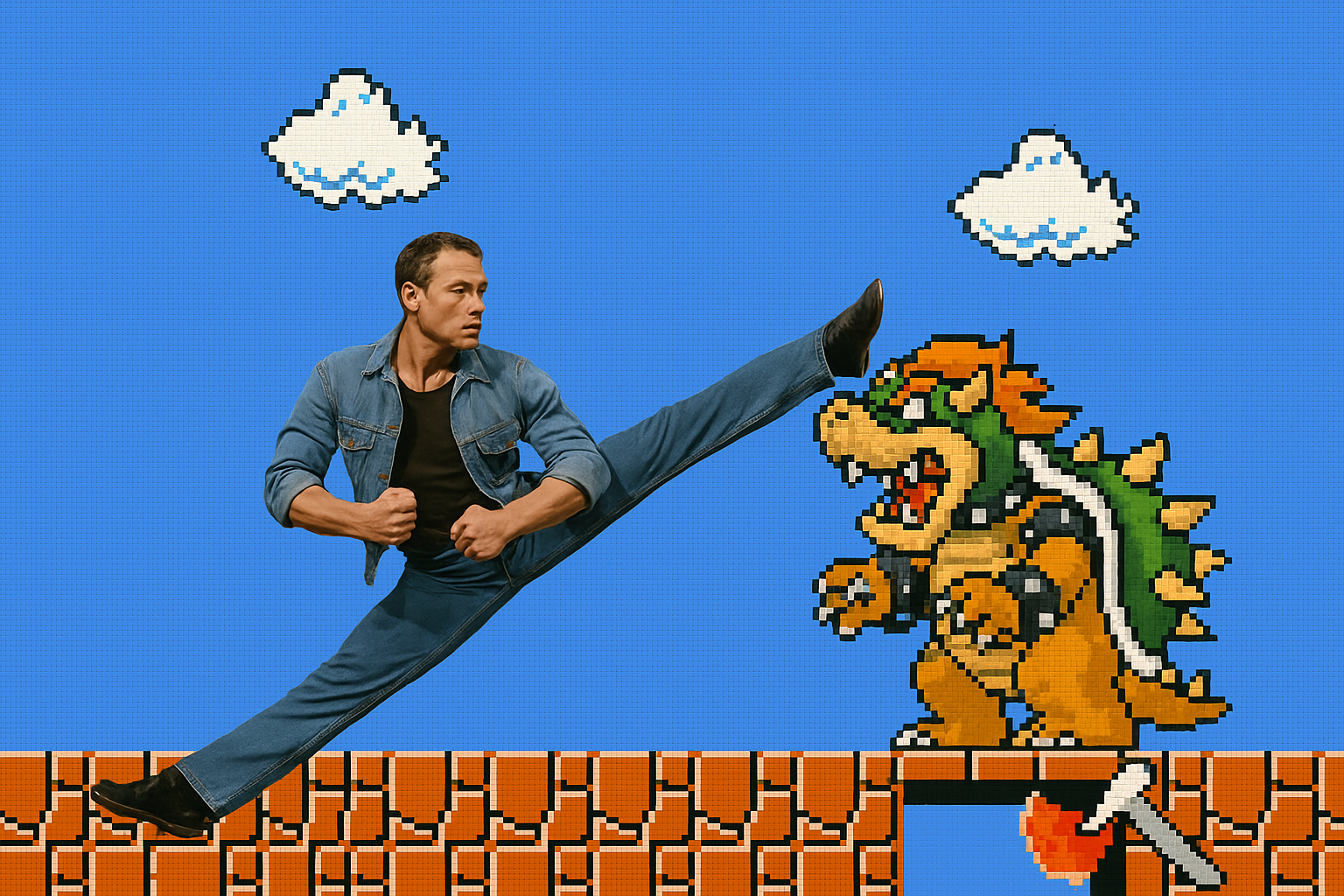 Van Damme Vs Bowser Mario Game Pixel Showdown 2