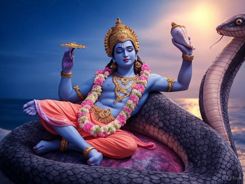Vishnu Serpent Rest Divine Scene 2