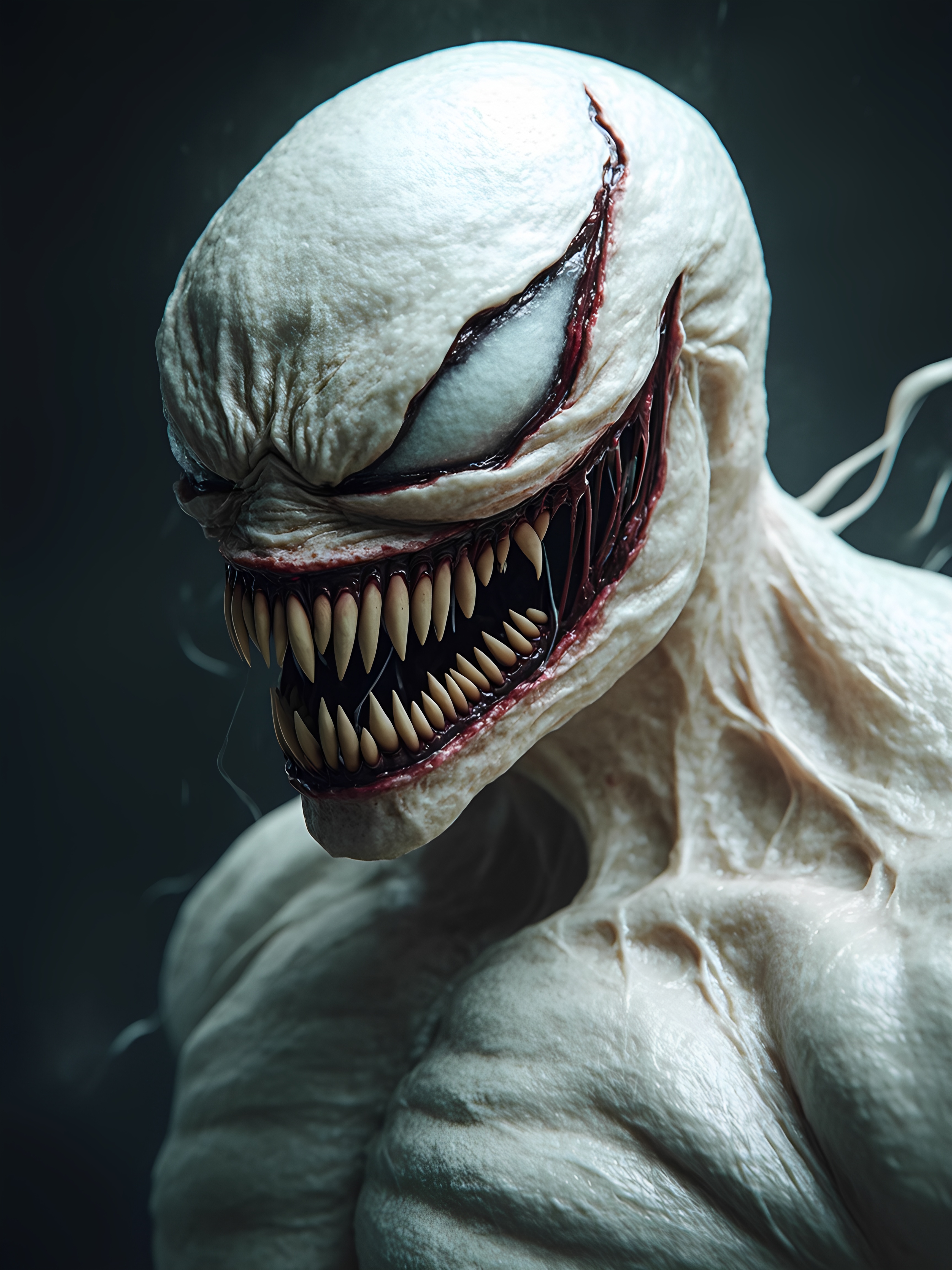 White Venom Horror Face Closeup 1