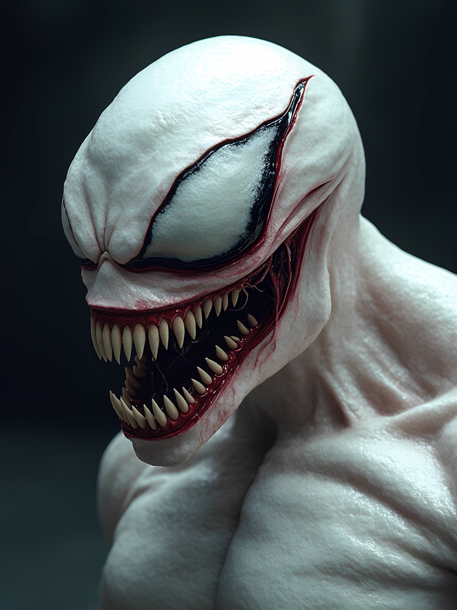 White Venom Horror Face Closeup 3