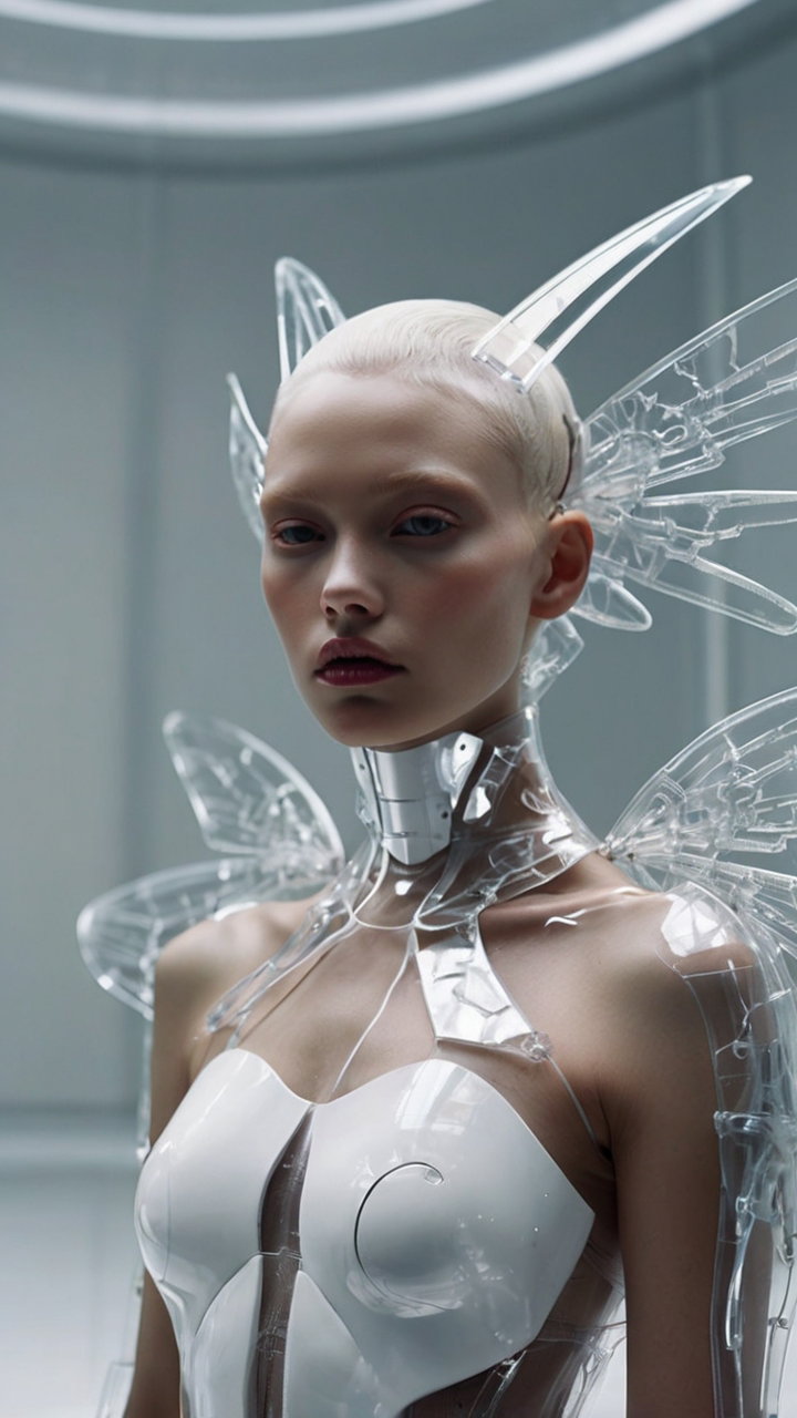 Avantgarde Fashion Model Clear Wings White Cyber Design 2