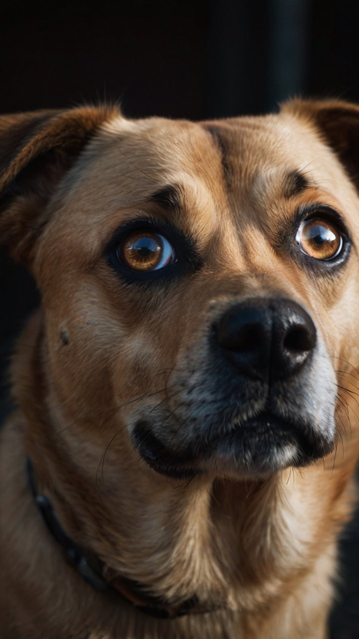Big Eyed Dog Close Up Portrait Emotive Expression 2