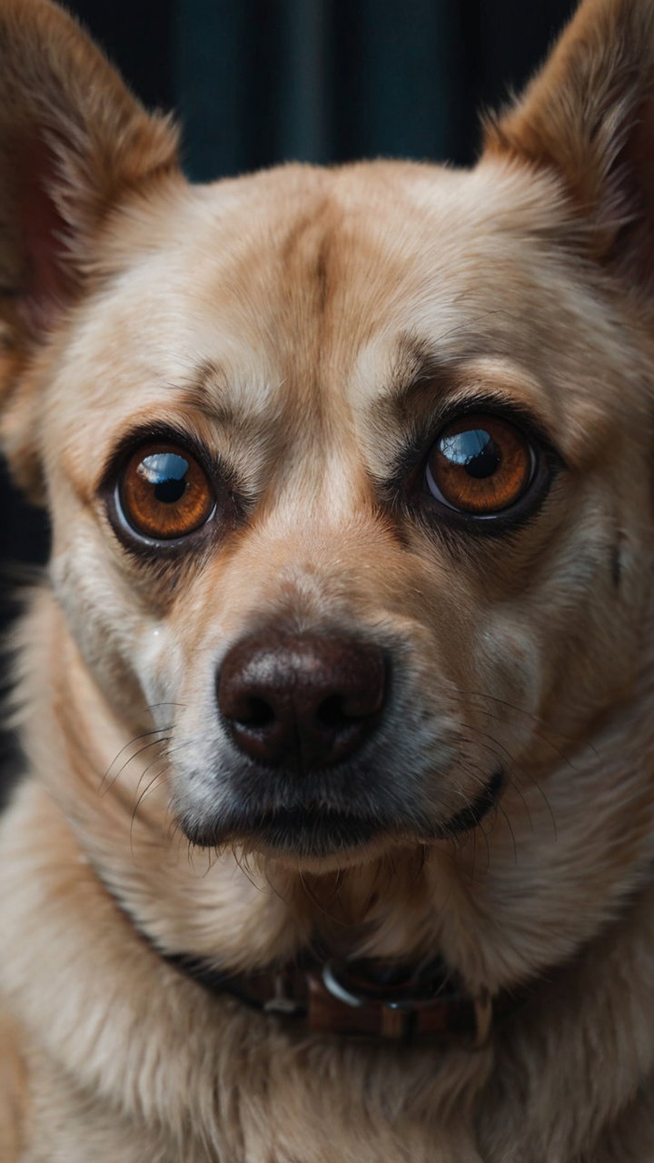 Big Eyed Dog Close Up Portrait Emotive Expression 4