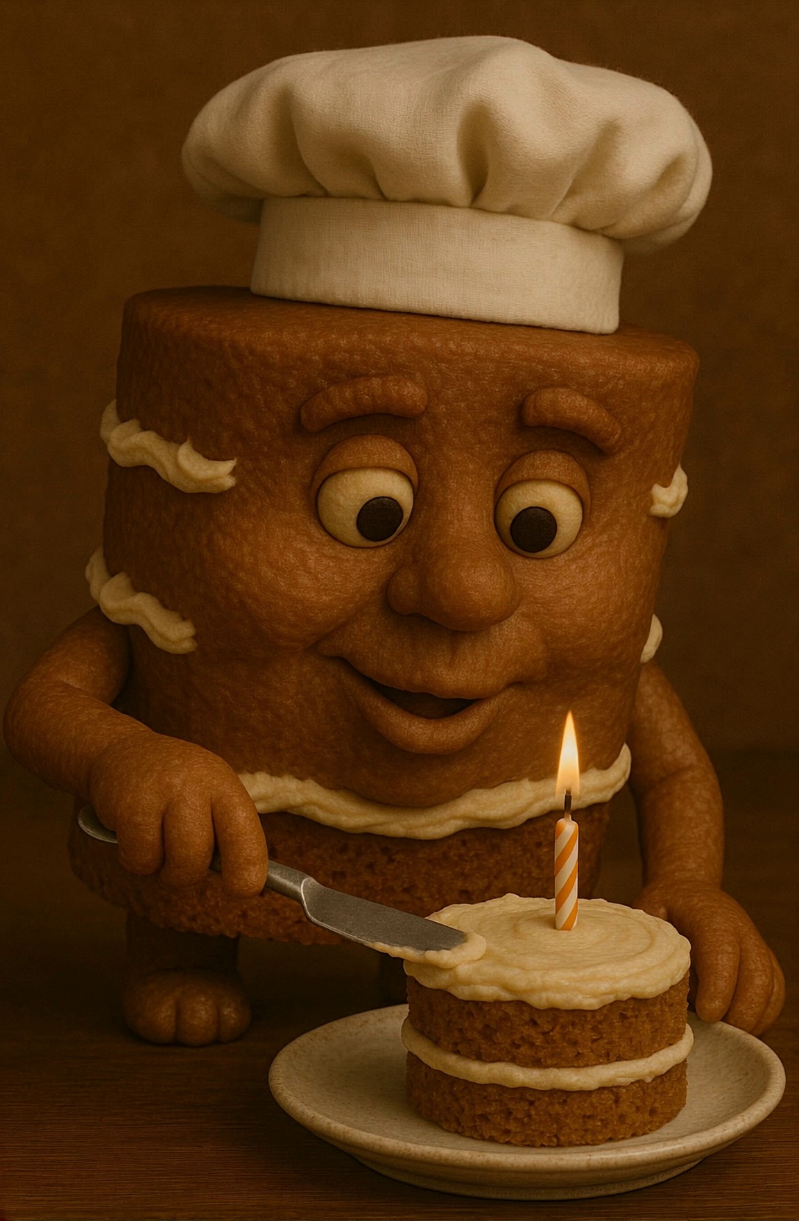Cake Character Chef Hat Slicing Candle Cake Video – video thumbnail