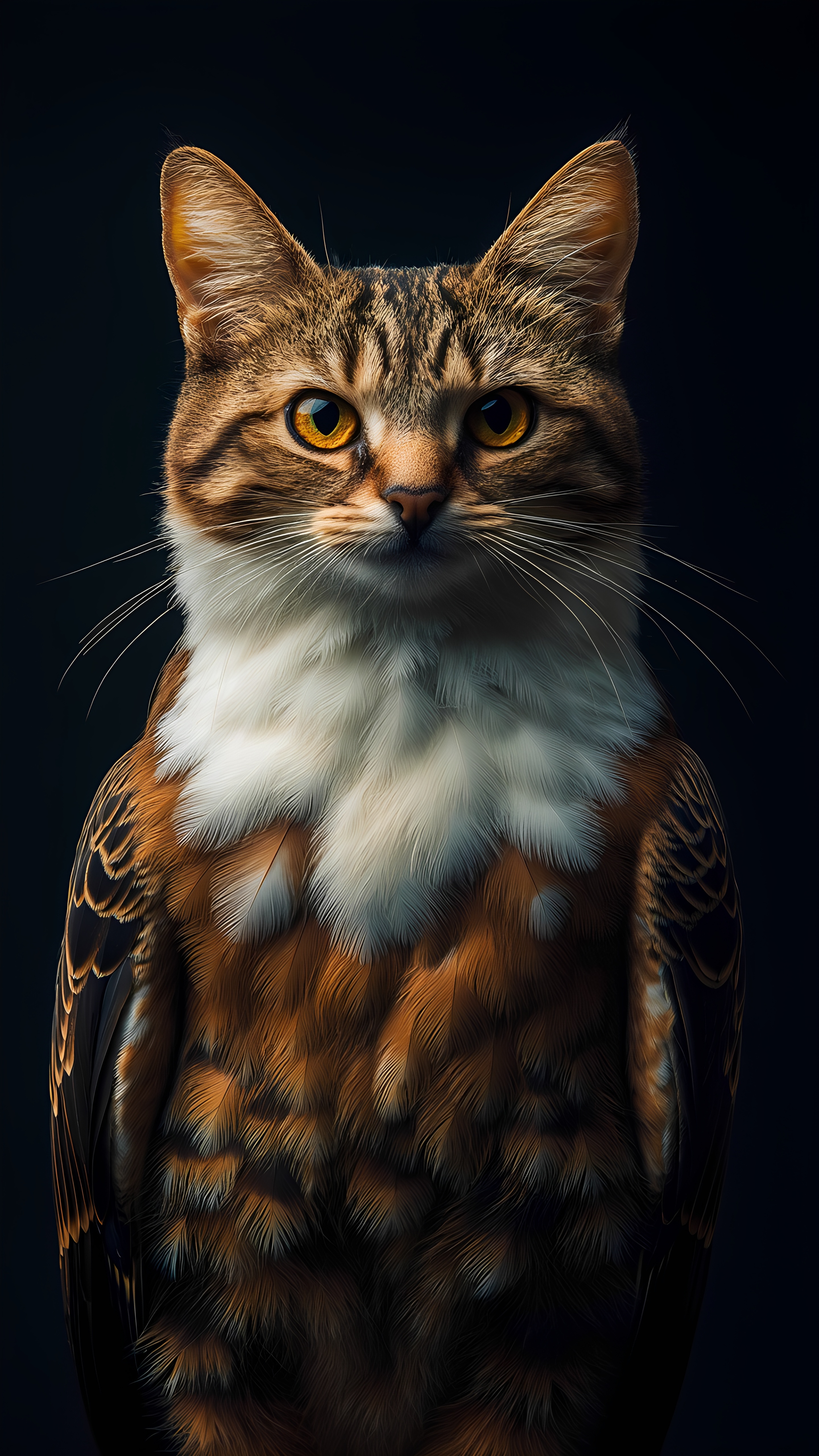 Cat Bird Hybrid Realistic Tabby Raptor Combination 1