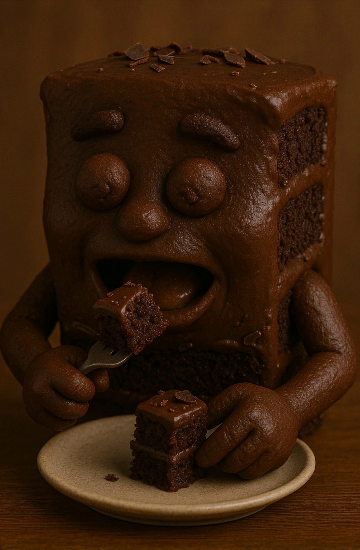 Chocolate Cake Character Eating Fork Video – video thumbnail