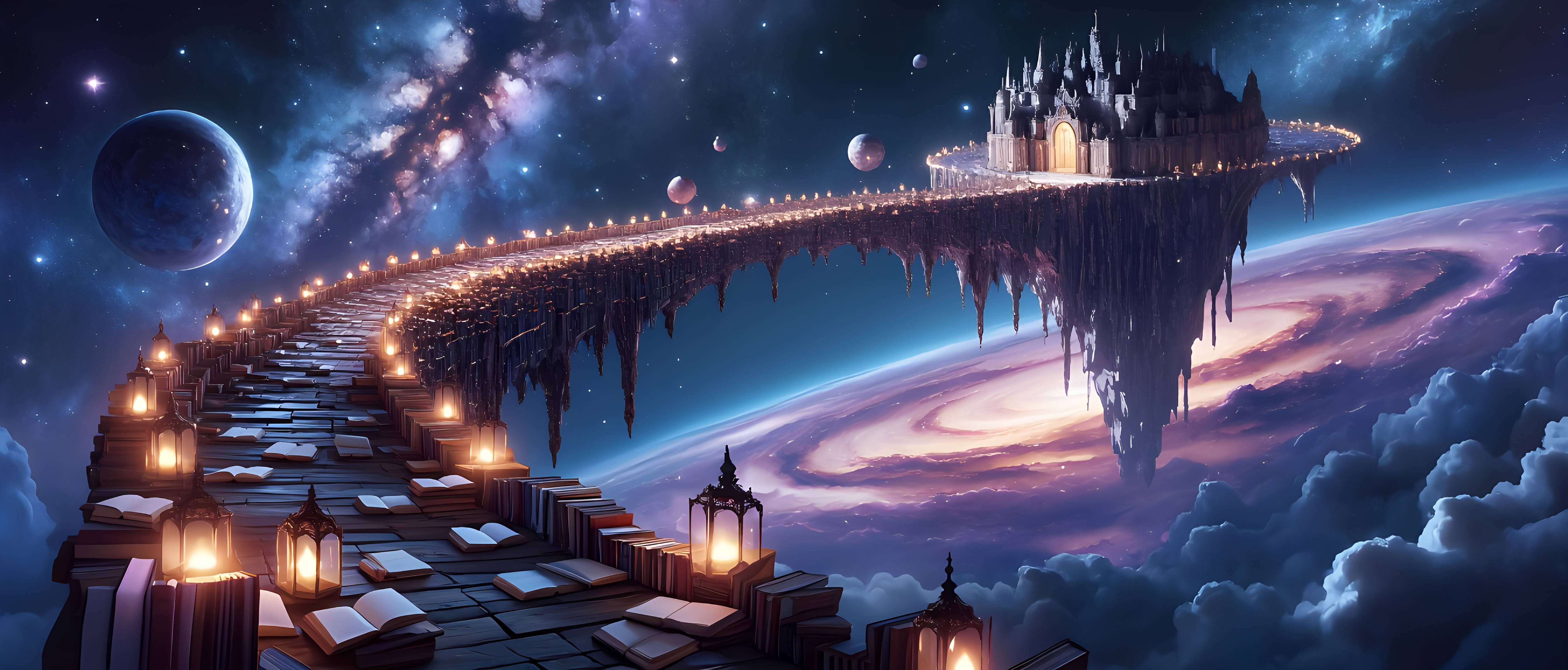 Cosmic Bridge Floating Galaxy Landscape 1