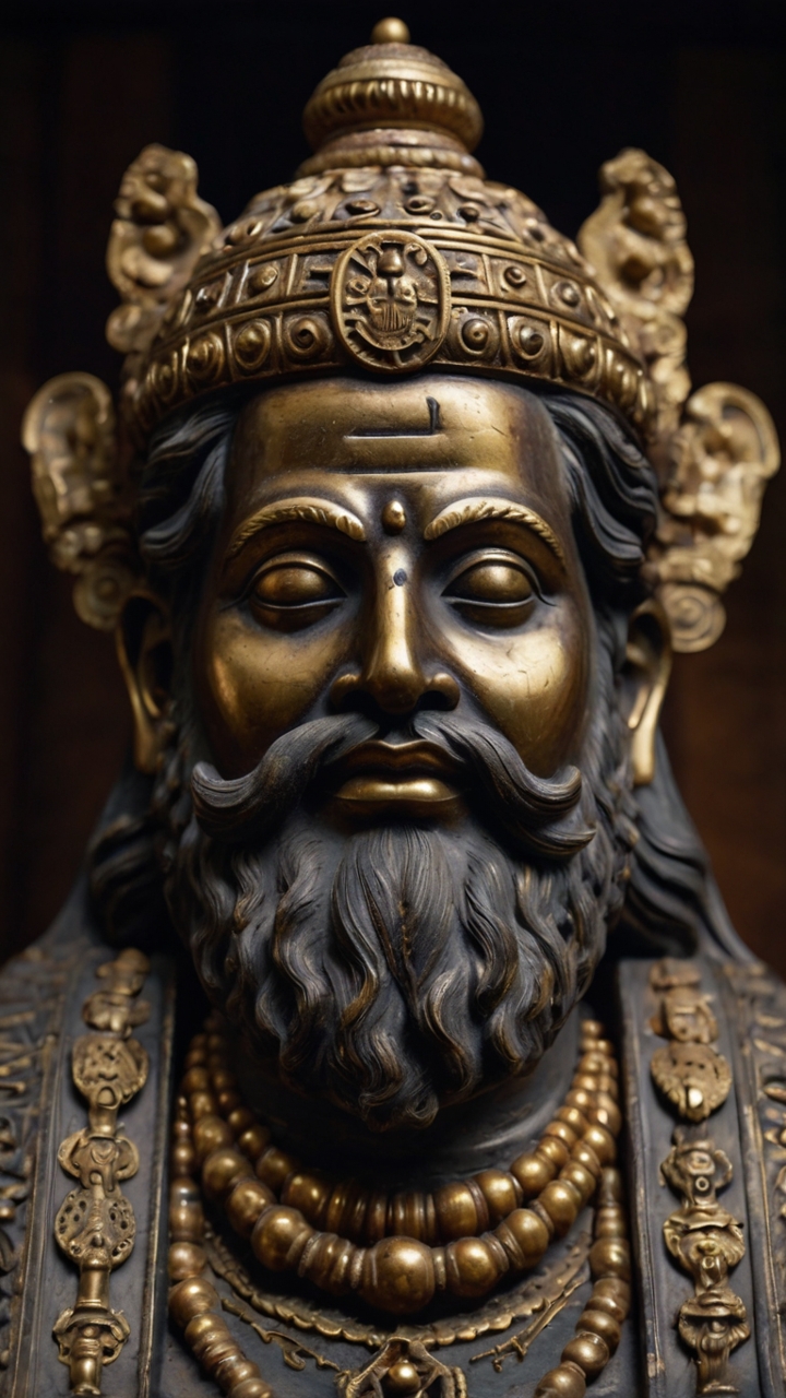 Detailed Ancient Indian Stone Deity Sculpture Closeup 1