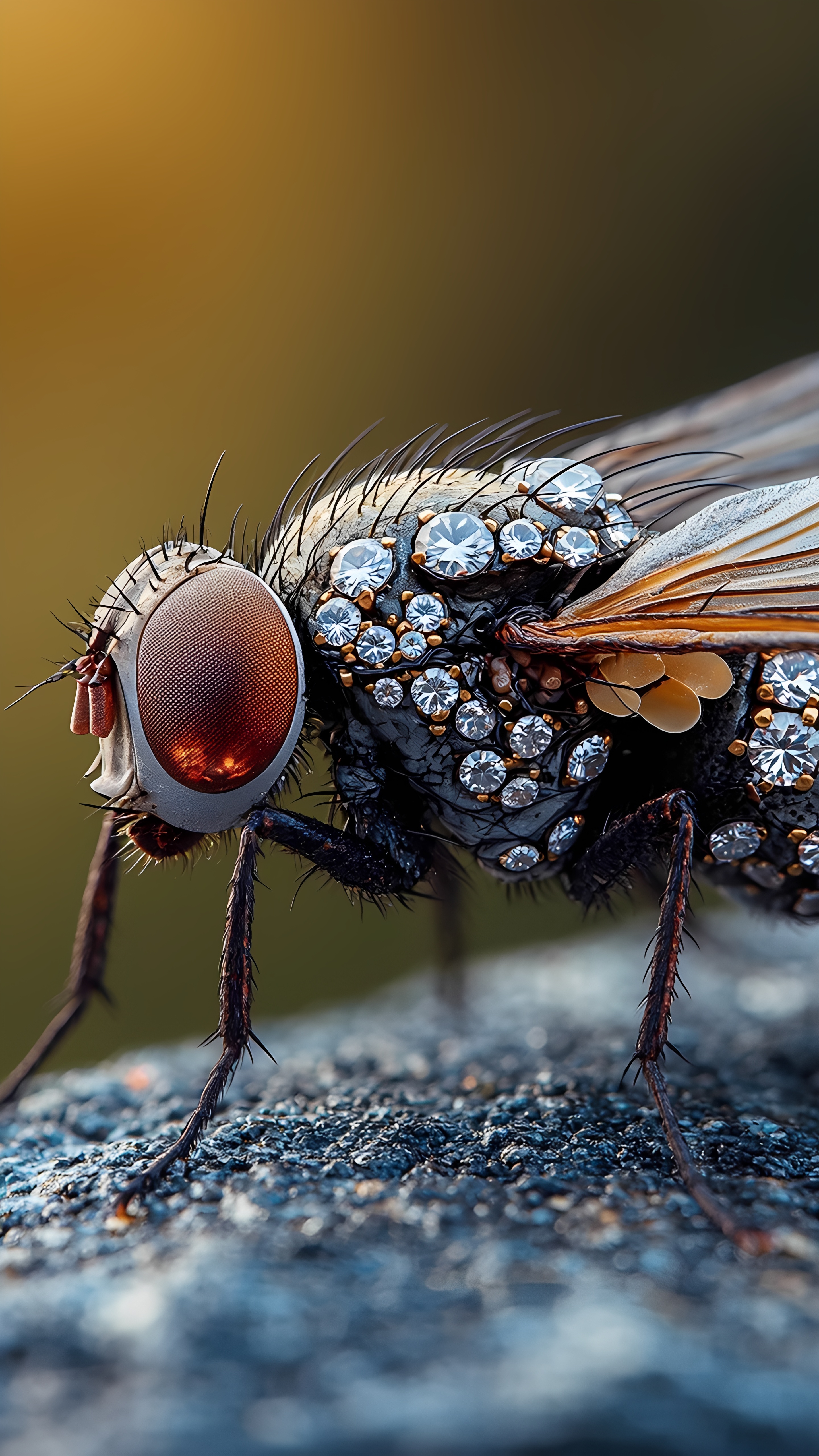 Diamond Covered Housefly Closeup 1