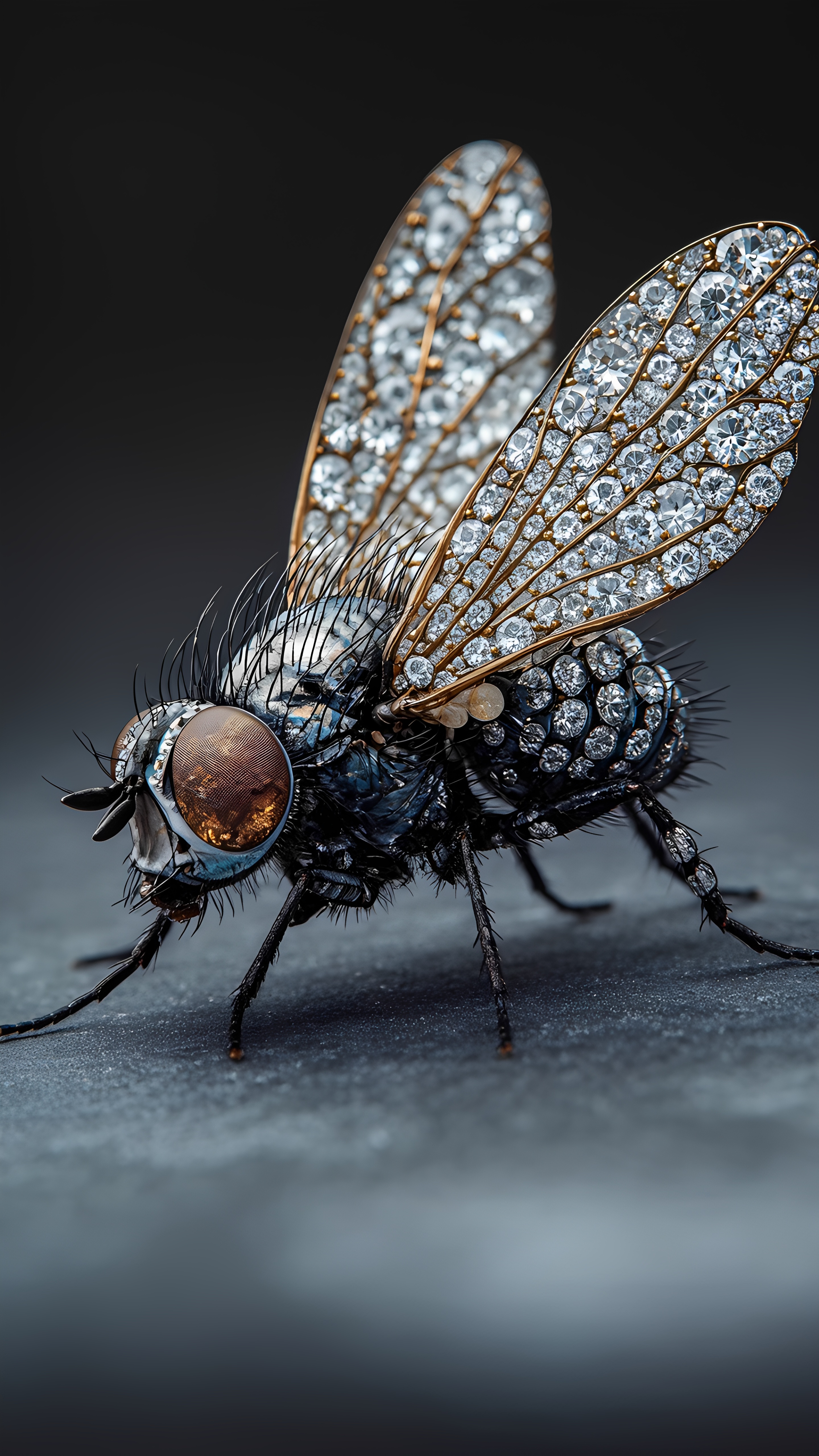 Diamond Covered Housefly Closeup 2
