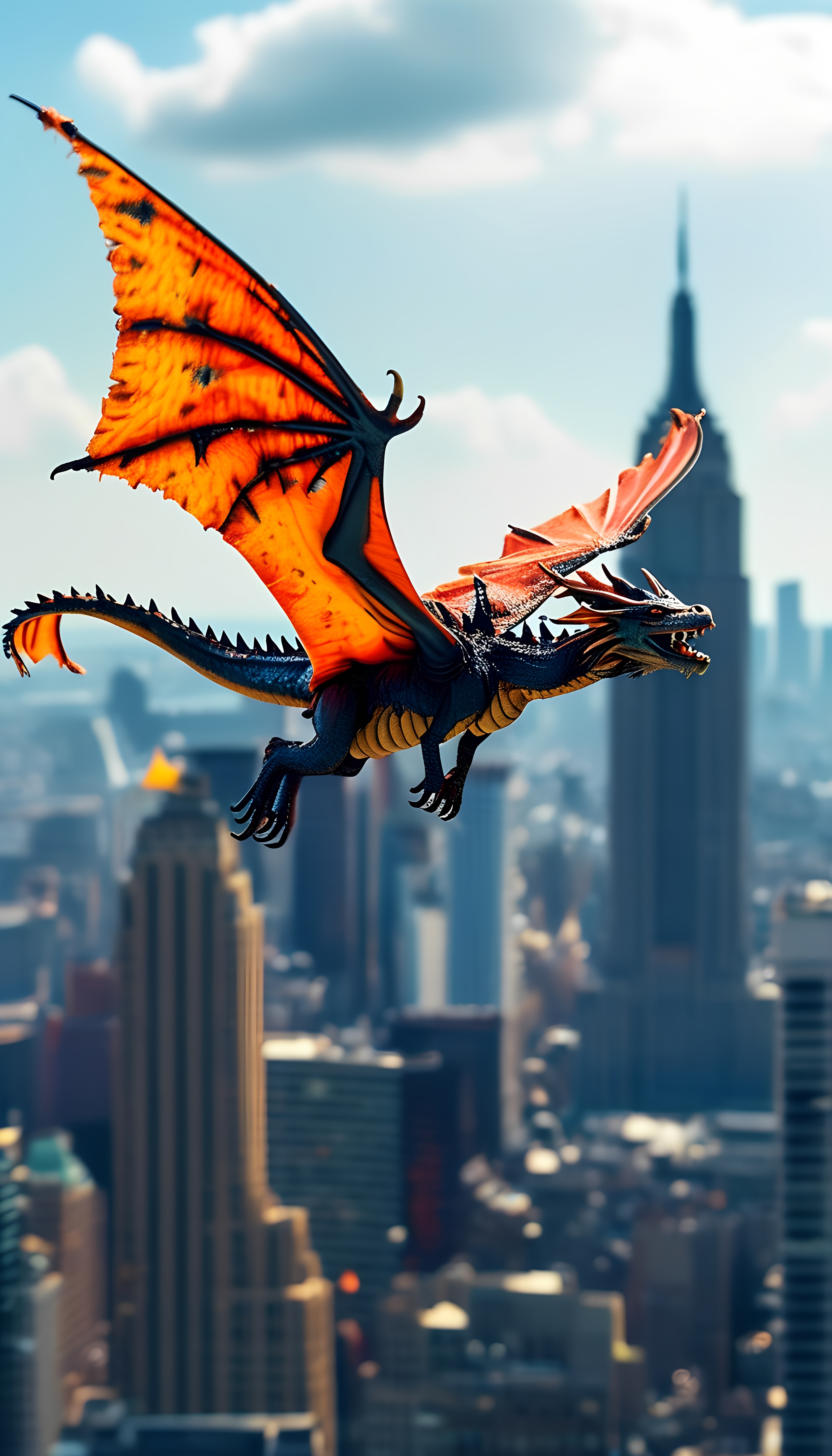 Dragon Over Manhattan Skyline Empire State Fantasy Scene 2
