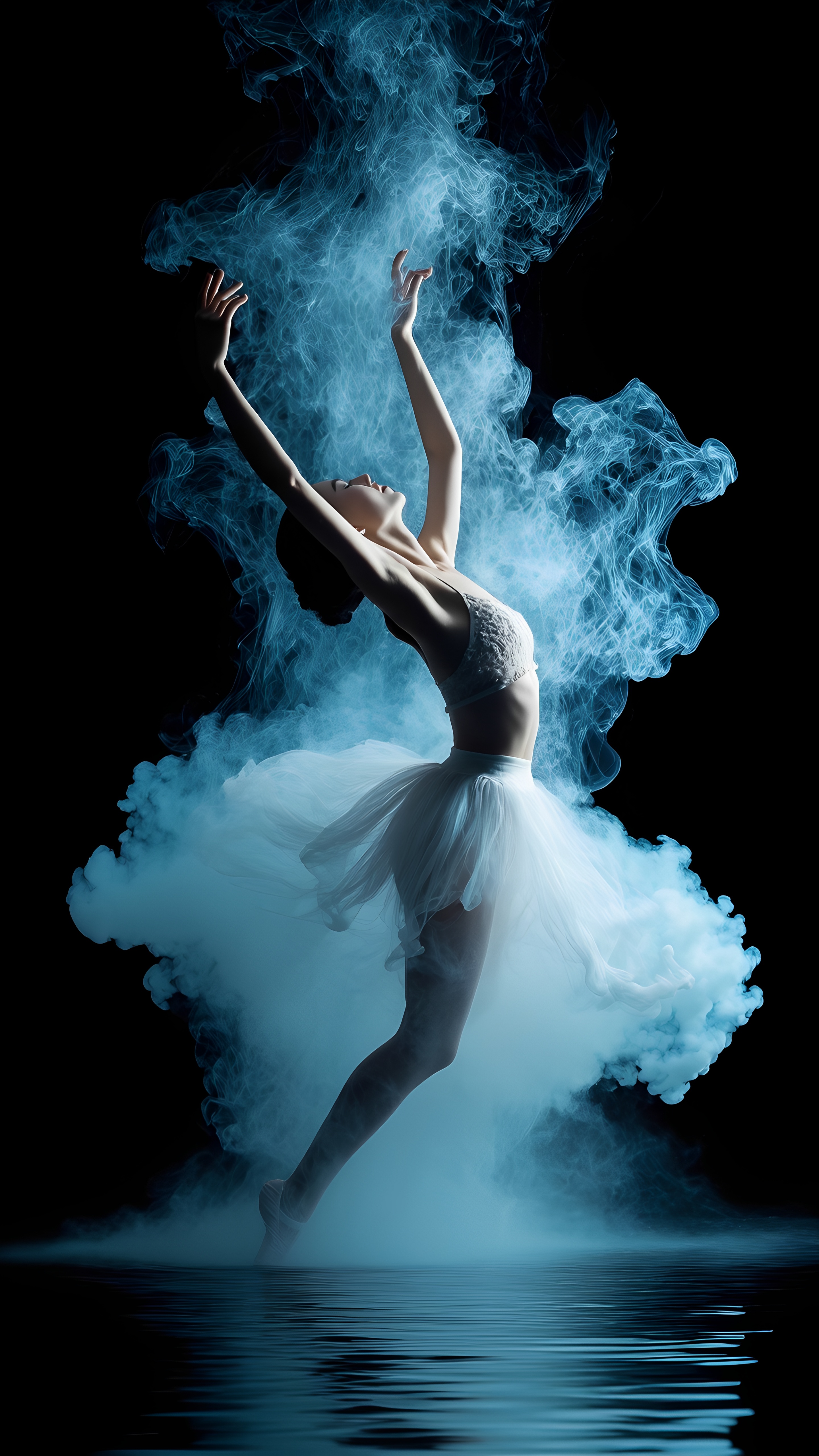 Ethereal Ballet Dancers Smoke Water 1