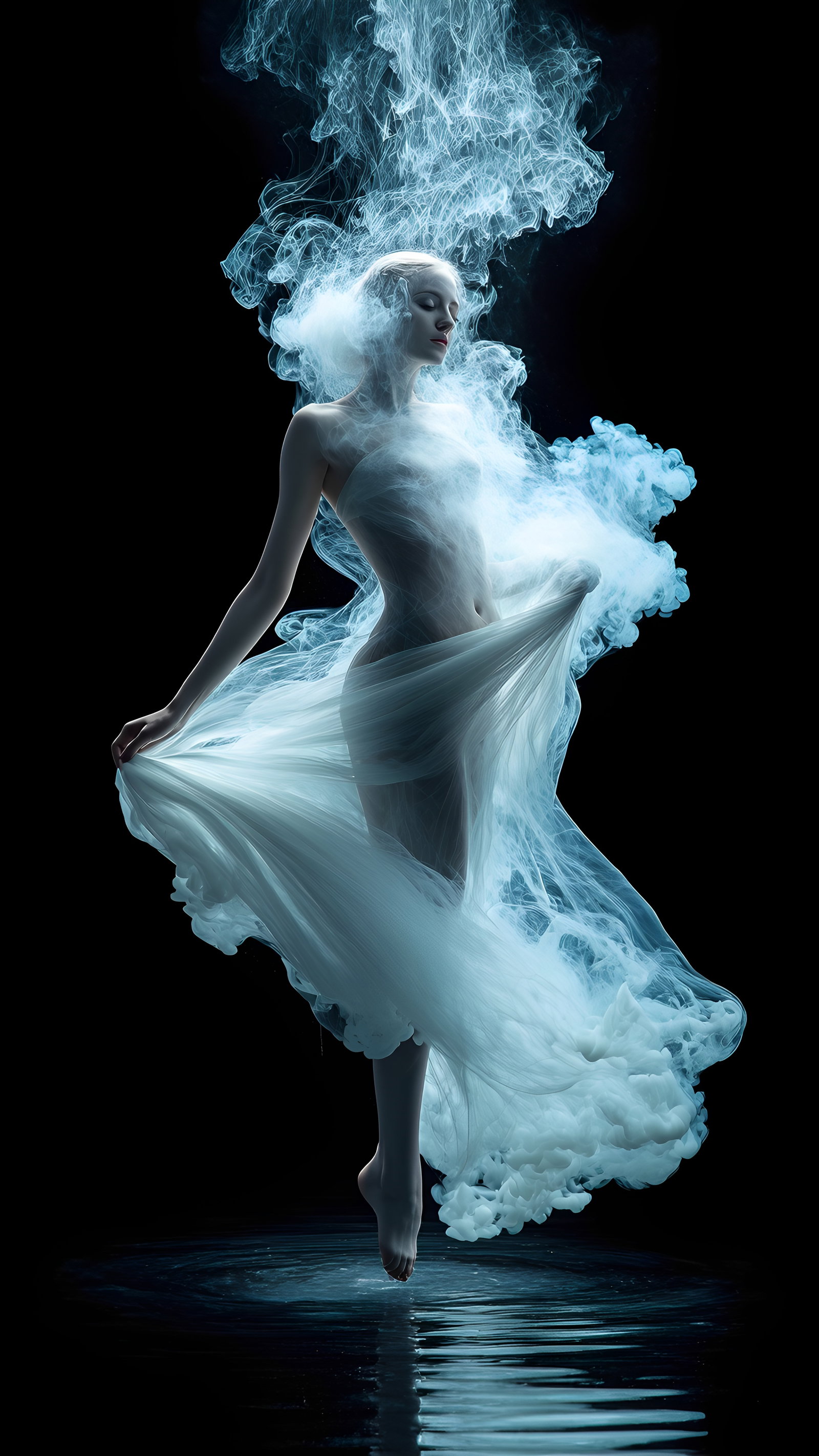 Ethereal Ballet Dancers Smoke Water 2