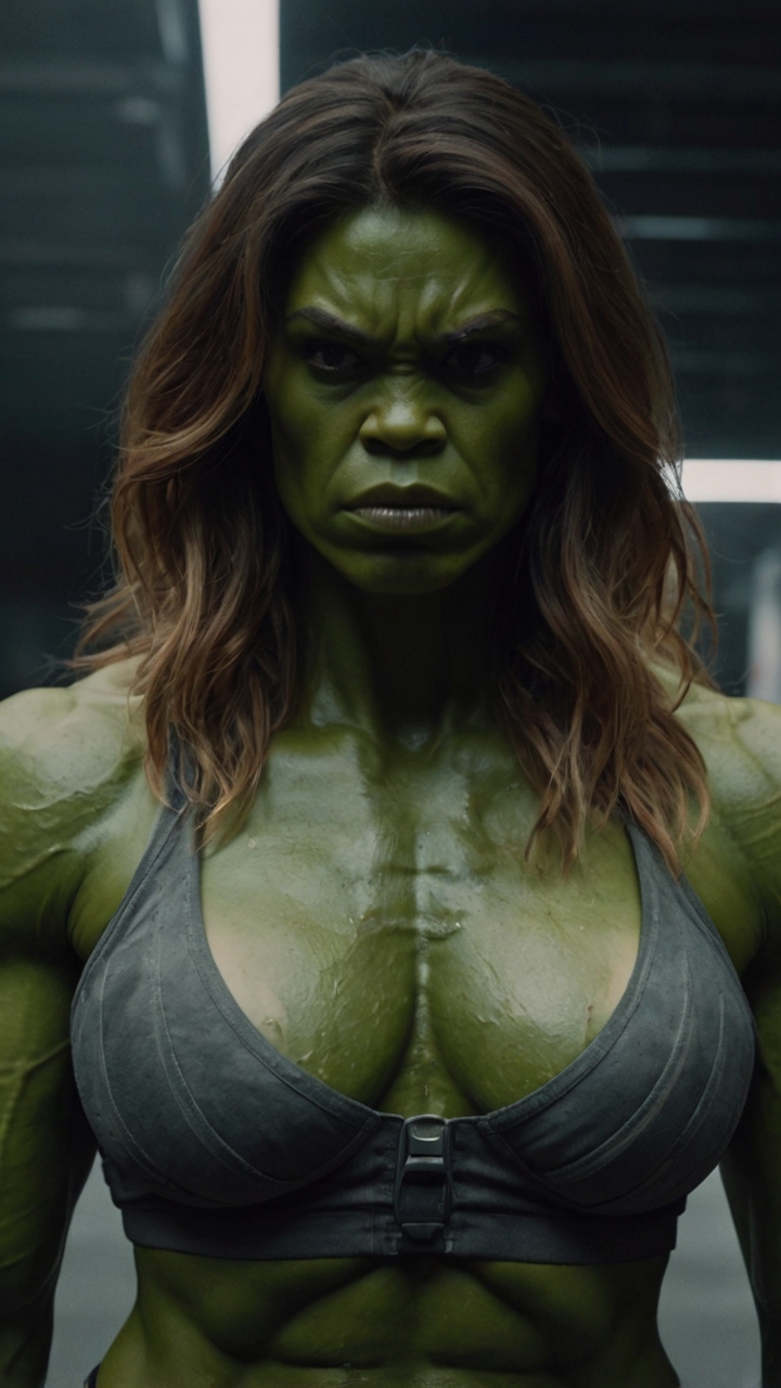 Female Hulk Muscular Closeup 1
