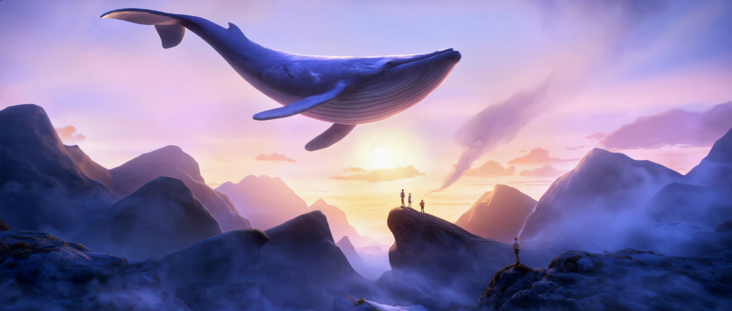 Flying Whale Over Mountains At Sunrise Fantasy Animation Stills Video 2 Thumbnail