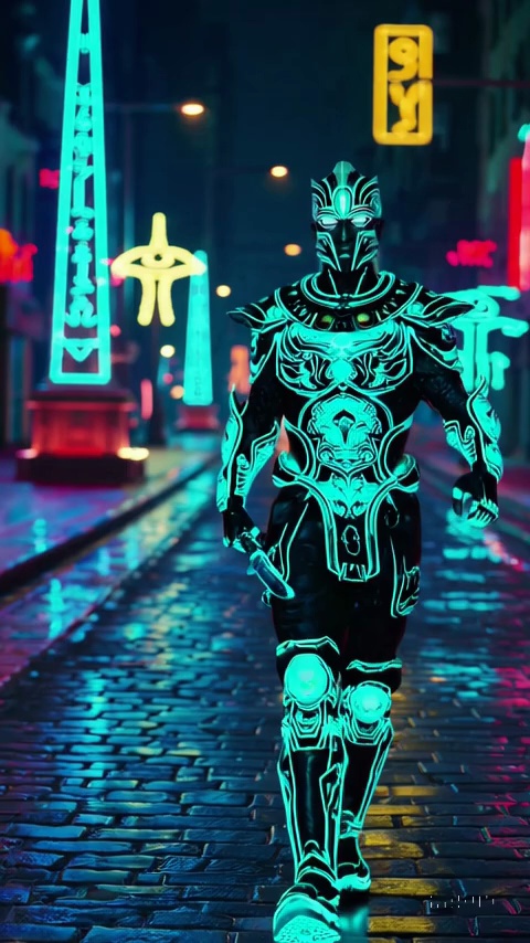 Futuristic Egyptian Warrior Neon Cairo Video 2 Thumbnail