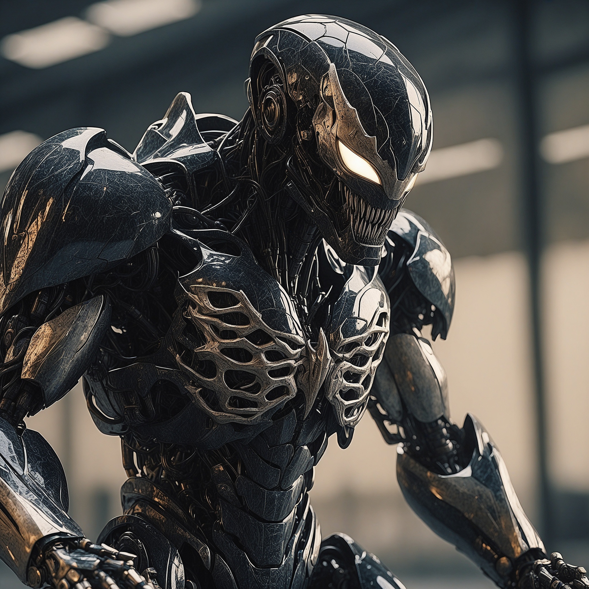 Futuristic Robotic Venom Glowing Biomech Design