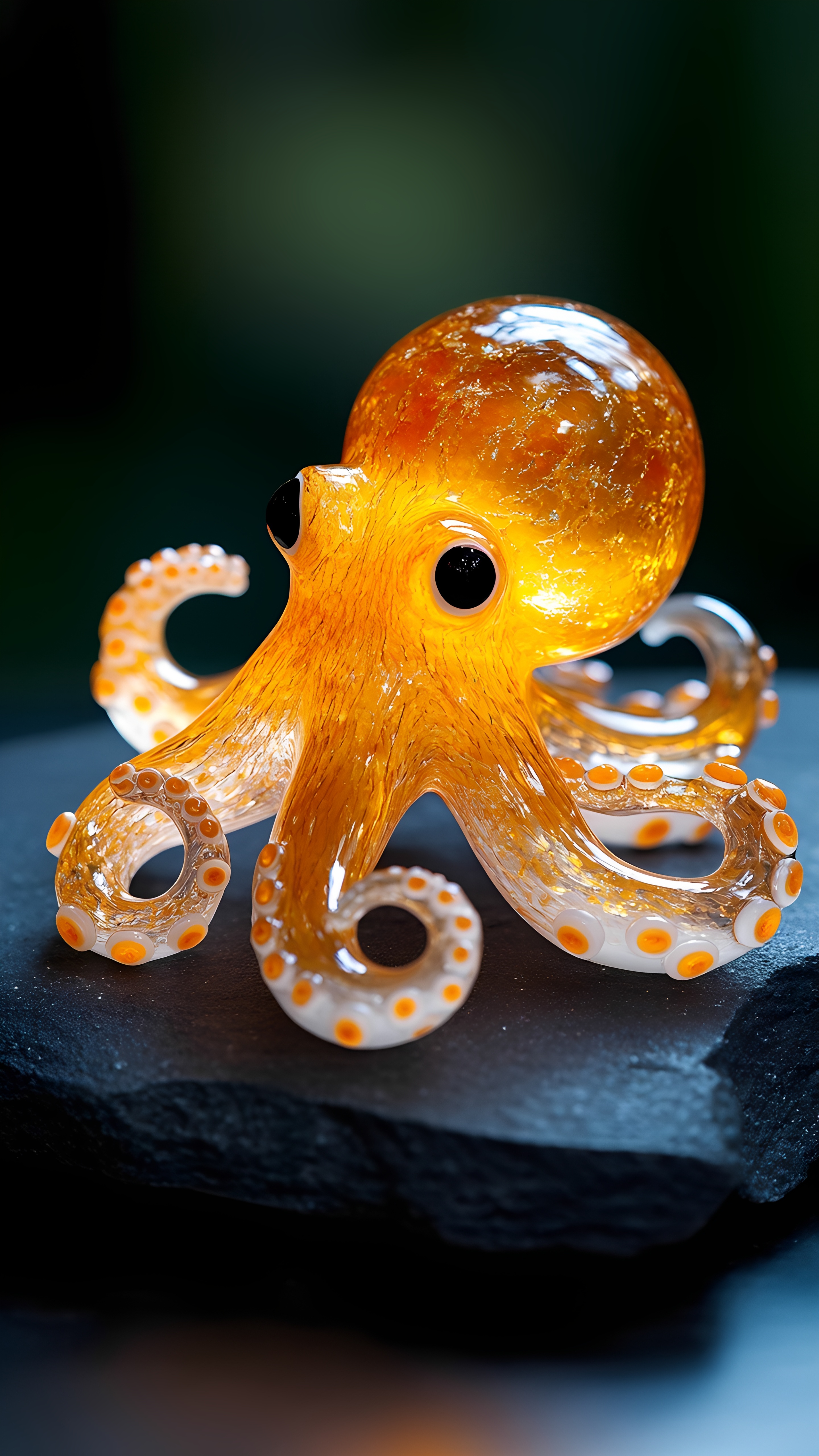 Glass Octopus Sculpture Dark Stone 1