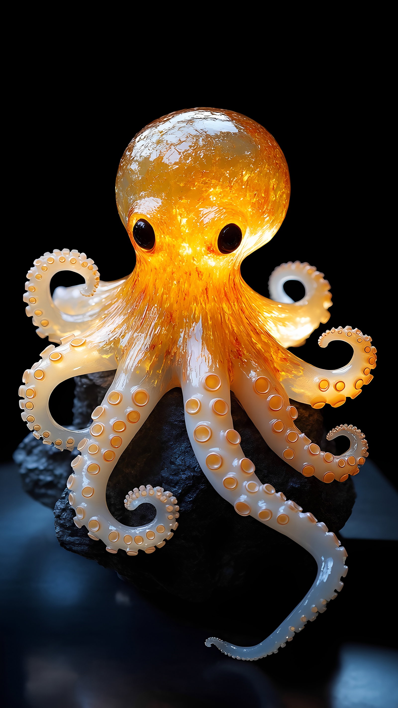 Glass Octopus Sculpture Dark Stone 2