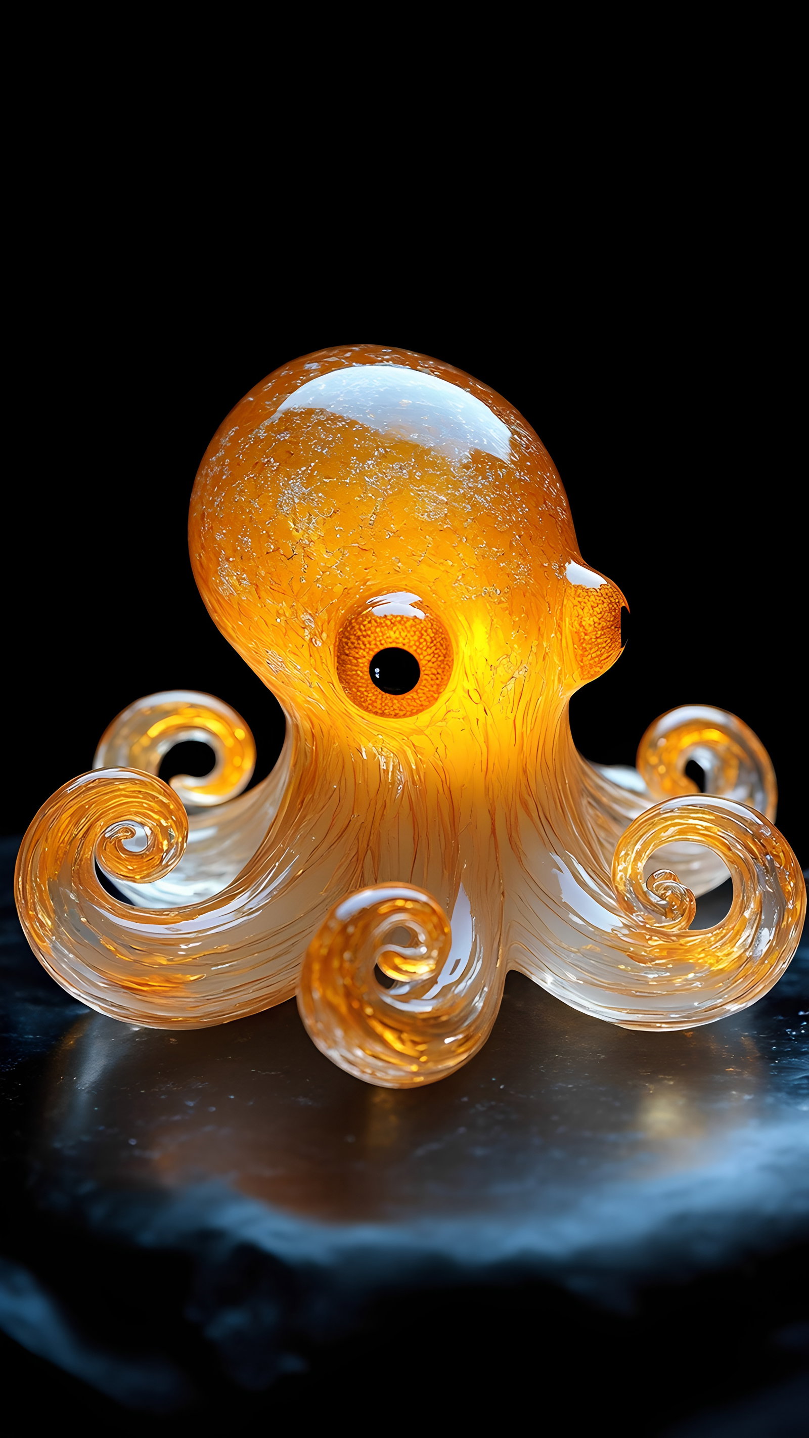 Glass Octopus Sculpture Dark Stone 3