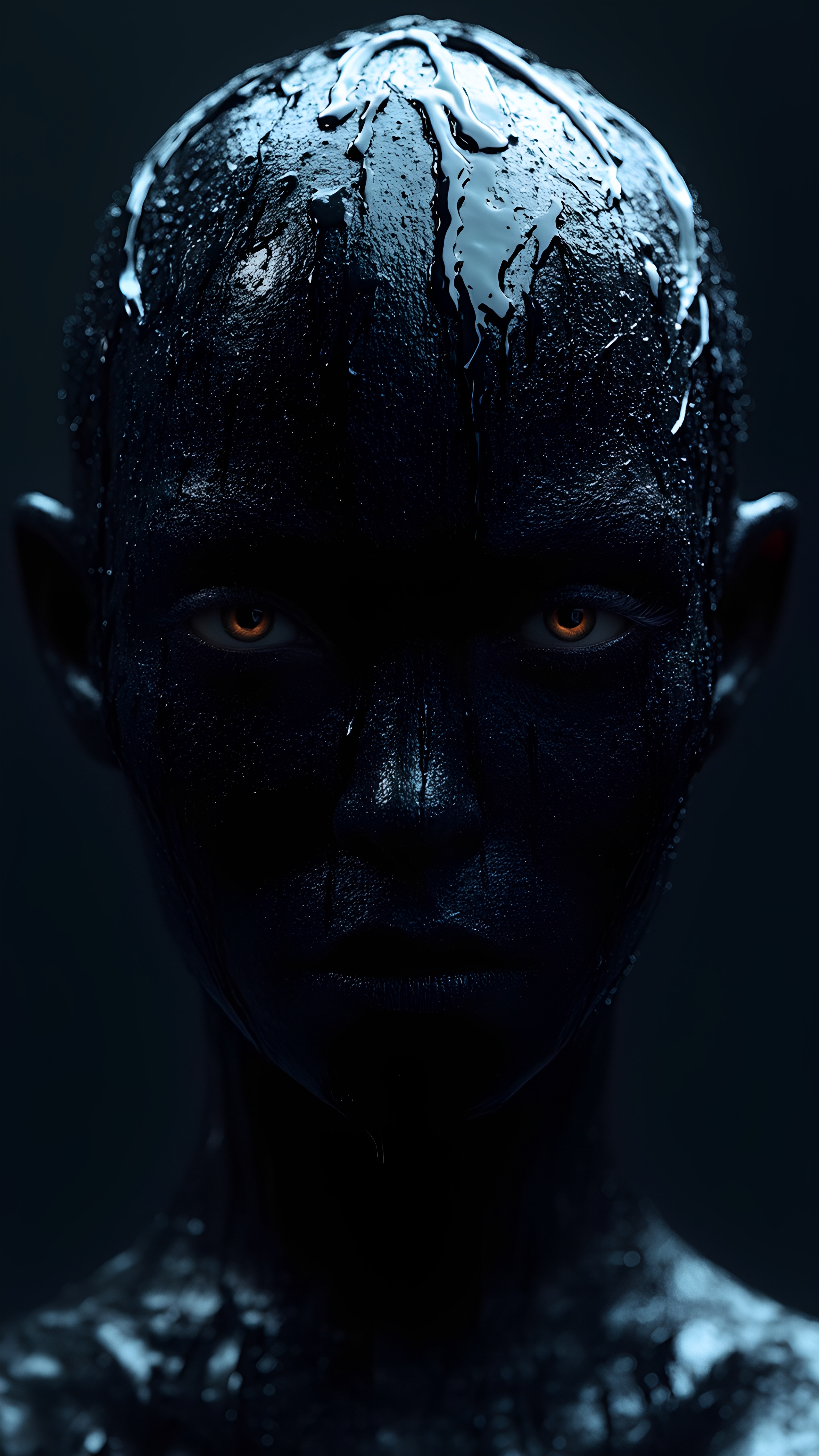 Glossy Black Humanoid Dark Portrait 1