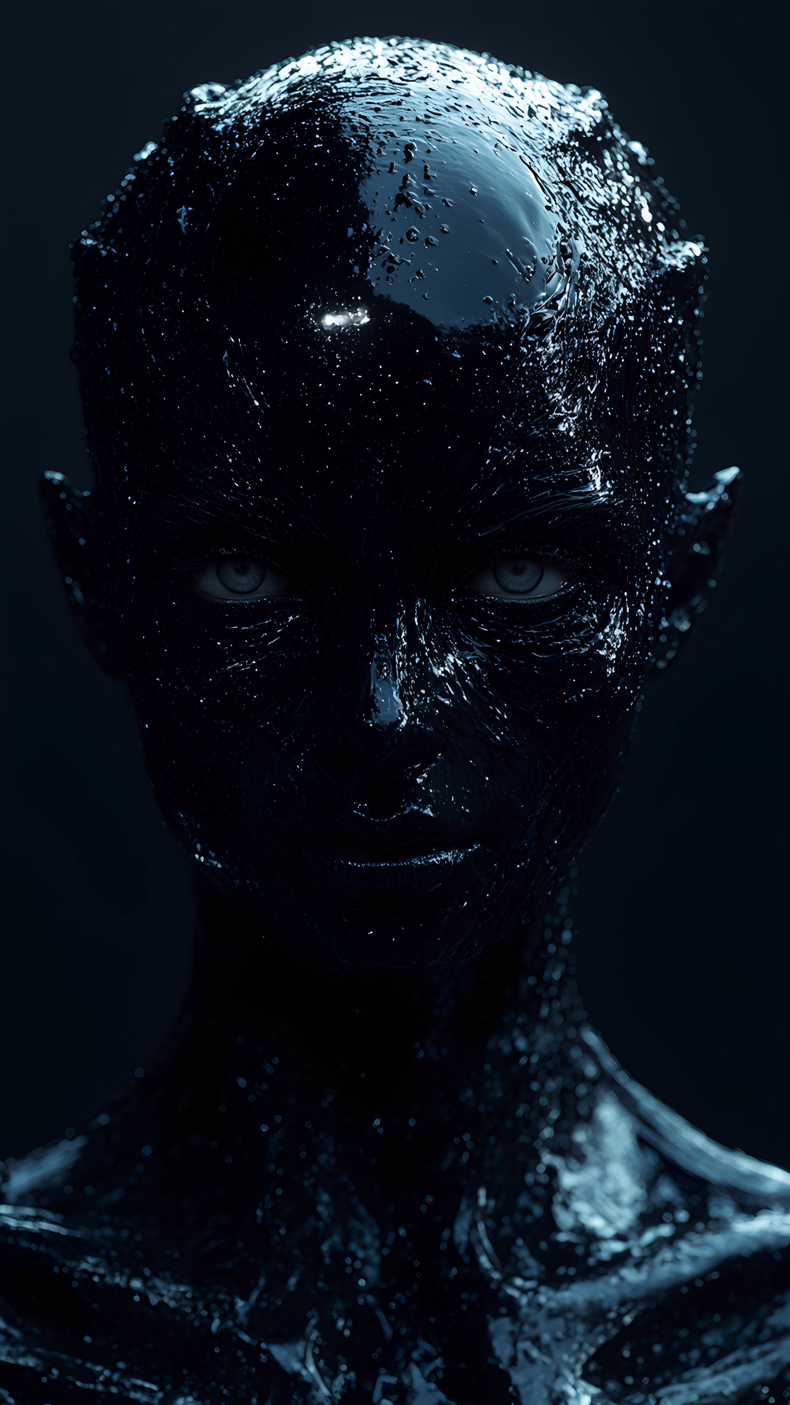 Glossy Black Humanoid Dark Portrait 3