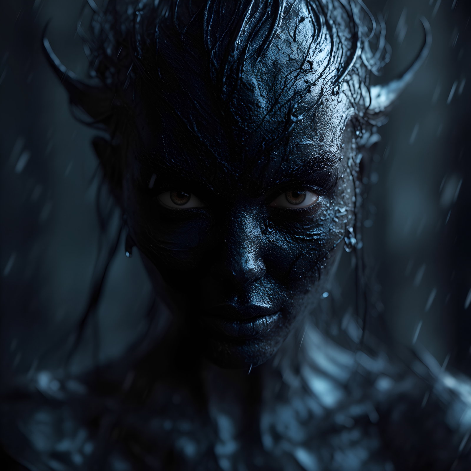 Glossy Black Humanoid Dark Portrait 4