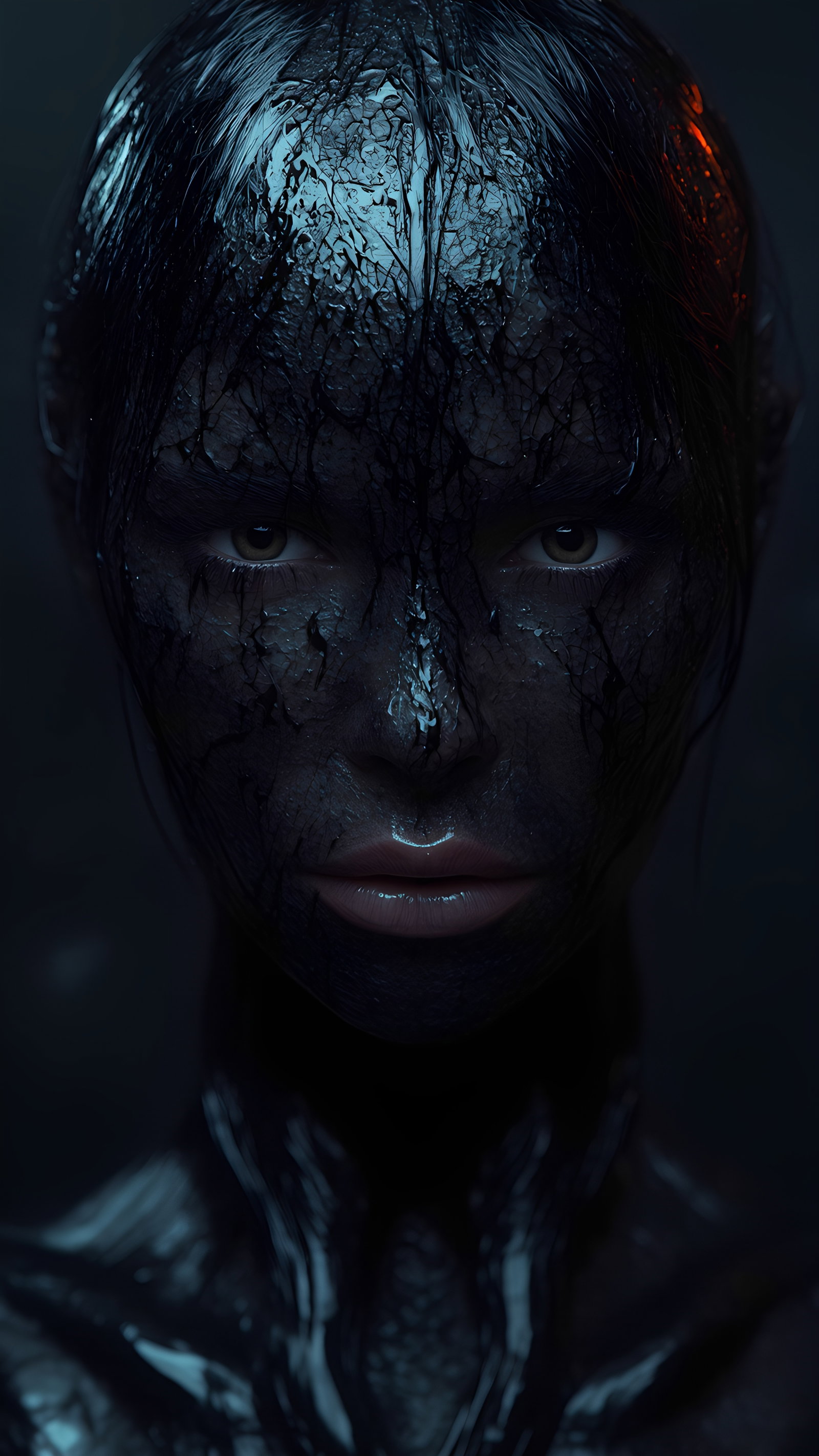 Glossy Black Humanoid Dark Portrait 5