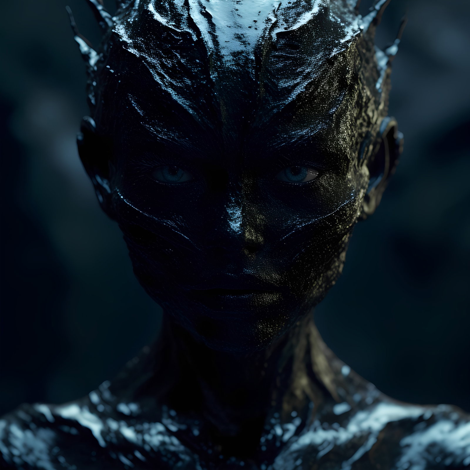 Glossy Black Humanoid Dark Portrait 6