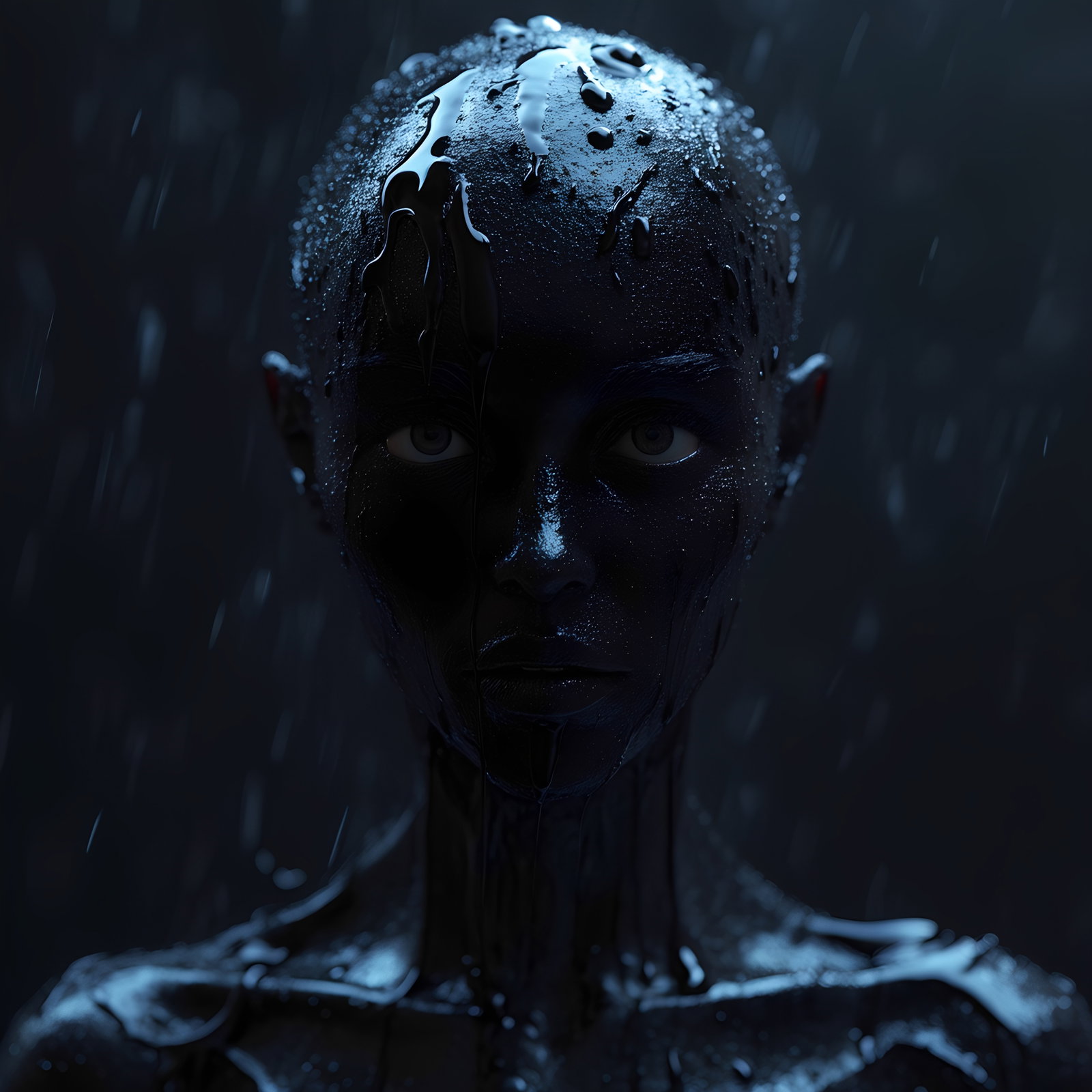 Glossy Black Humanoid Dark Portrait 7