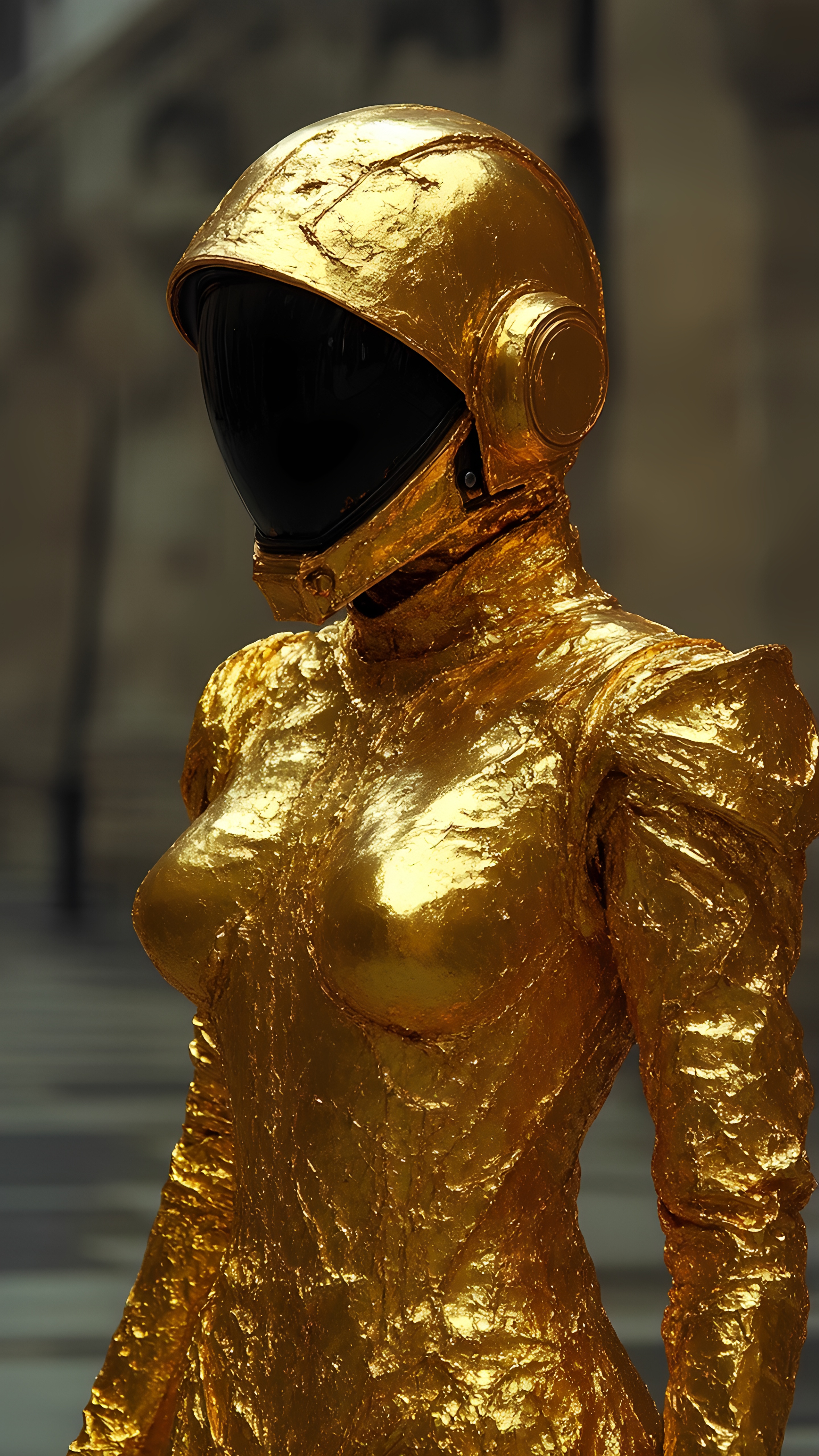 Golden Armored Sci Fi Female Warrior 1