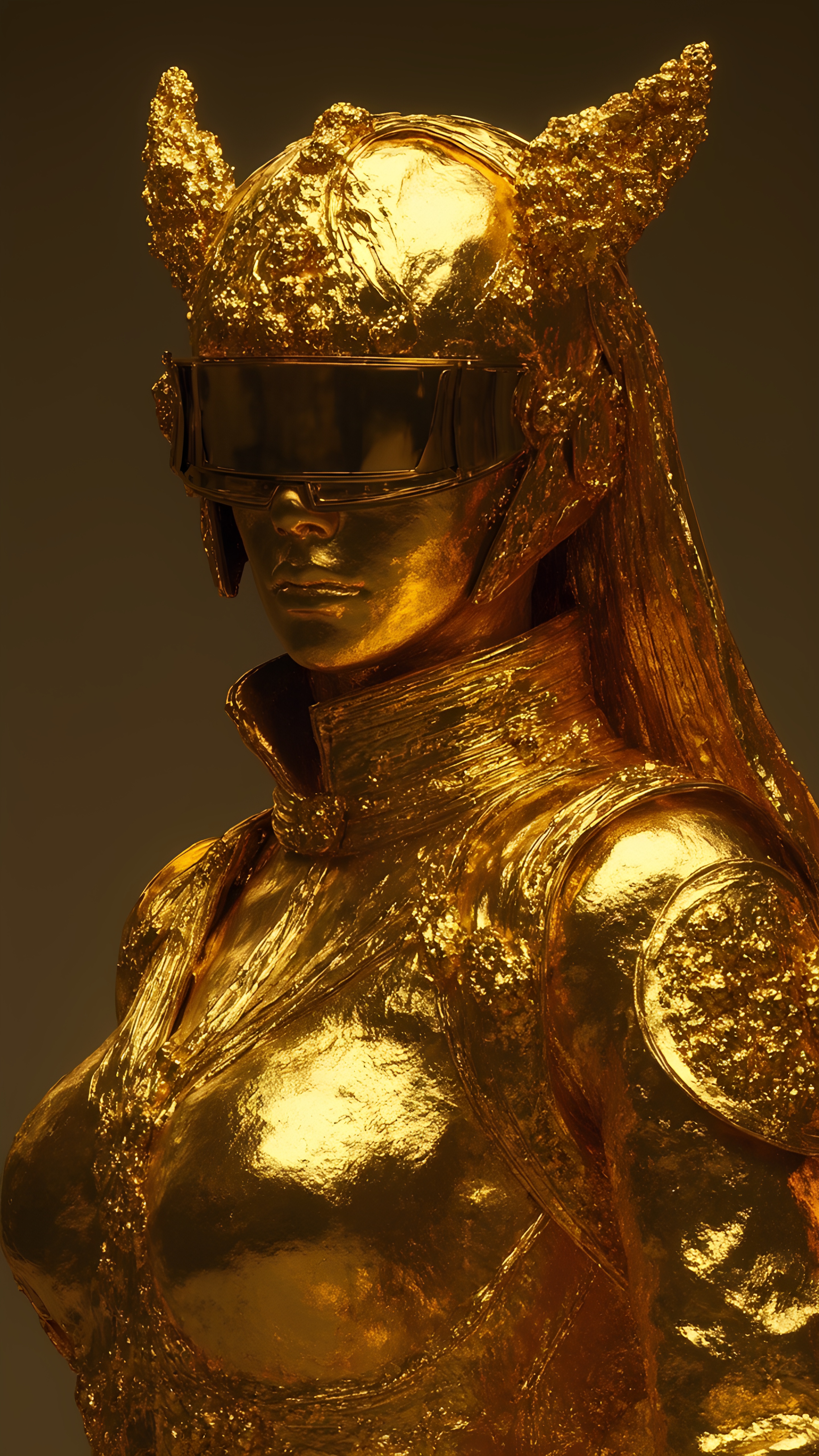Golden Armored Sci Fi Female Warrior 2