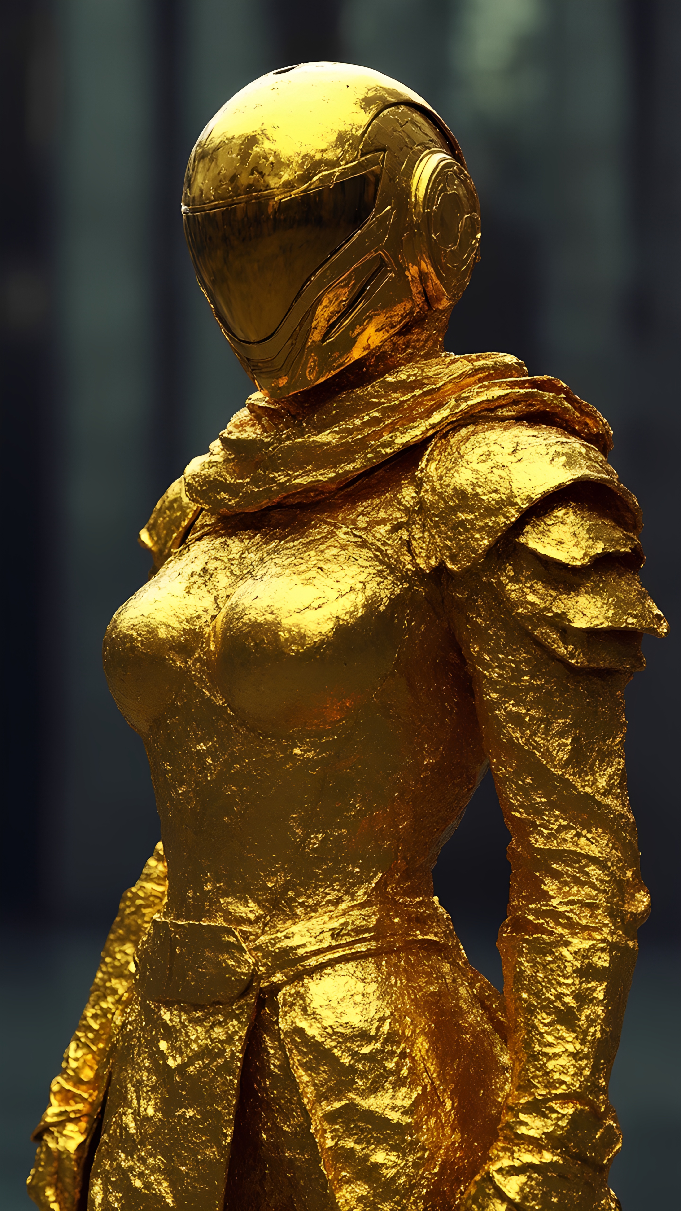 Golden Armored Sci Fi Female Warrior 3