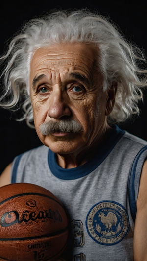 Humorous Portraits Of Einstein As Retro Basketball Player 1