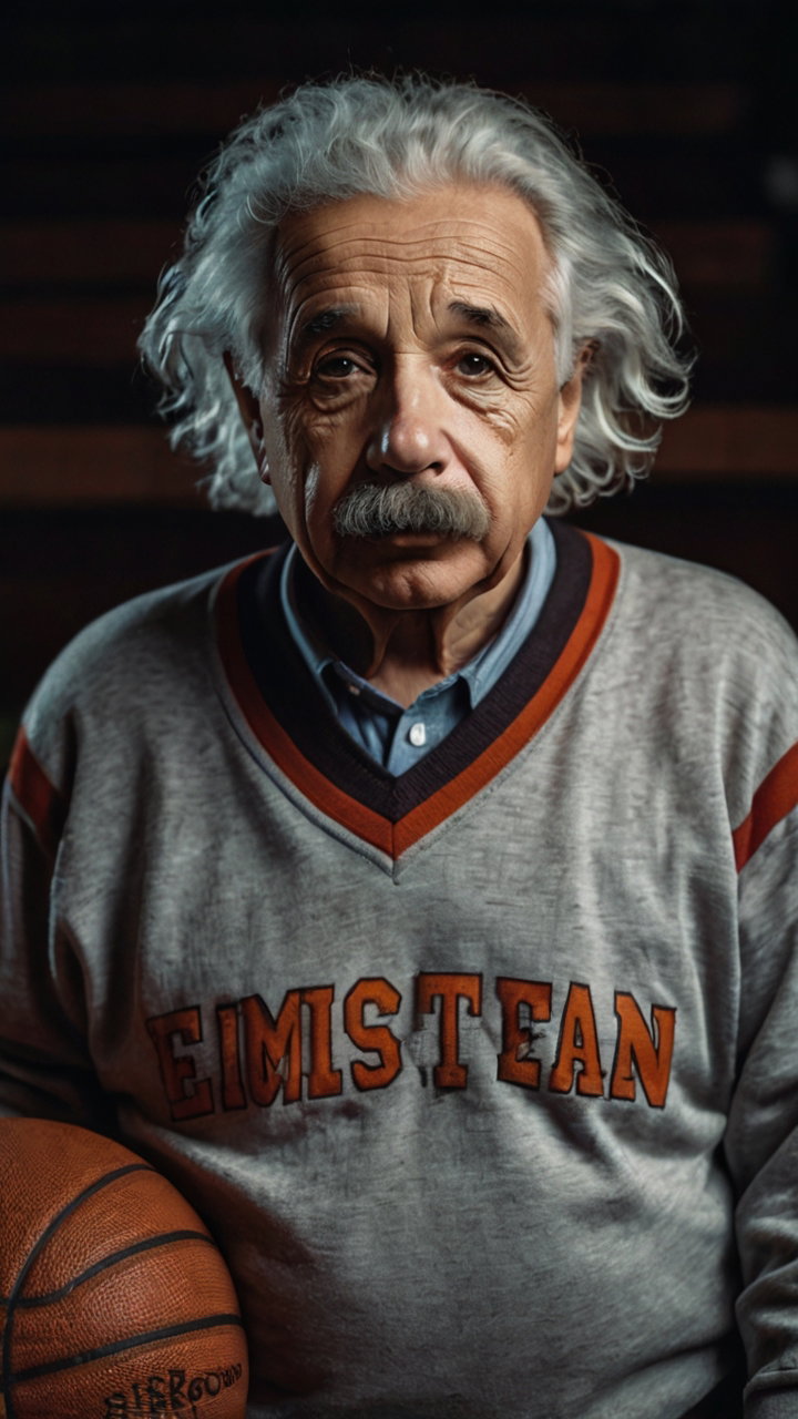 Humorous Portraits Of Einstein As Retro Basketball Player 2