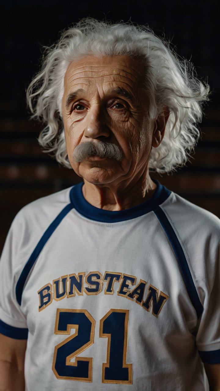Humorous Portraits Of Einstein As Retro Basketball Player 3