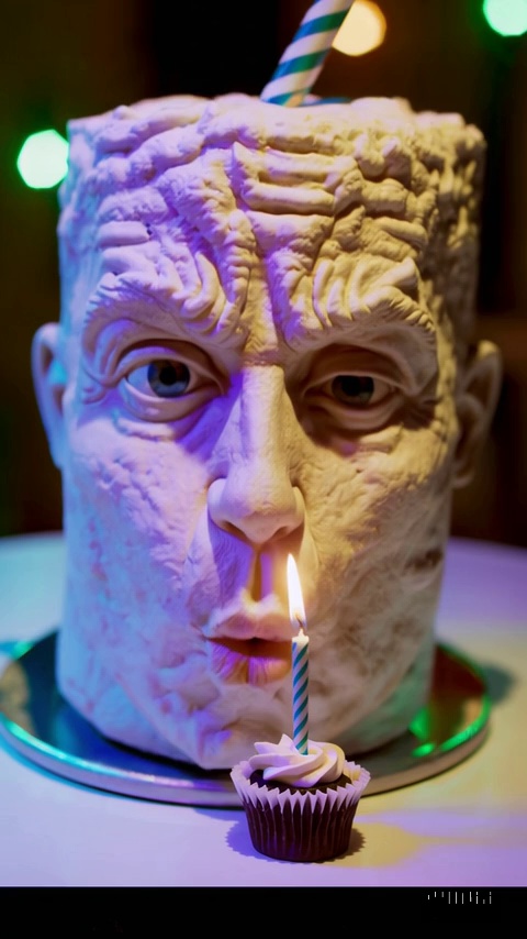 Hyperrealistic Human Cake Face Closeup Candle Video 1 – video thumbnail