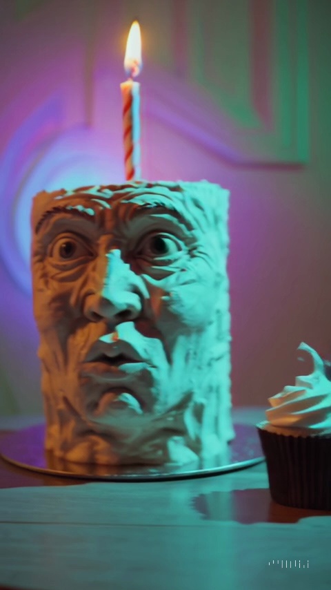 Hyperrealistic Human Cake Face Closeup Candle Video 2 Thumbnail