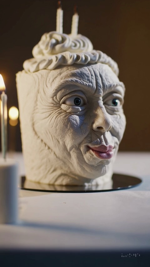 Hyperrealistic Human Cake Face Closeup Candle Video 3 Thumbnail
