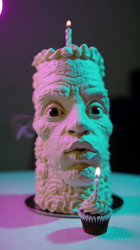 Hyperrealistic Human Cake Face Closeup Candle Video 4 Thumbnail