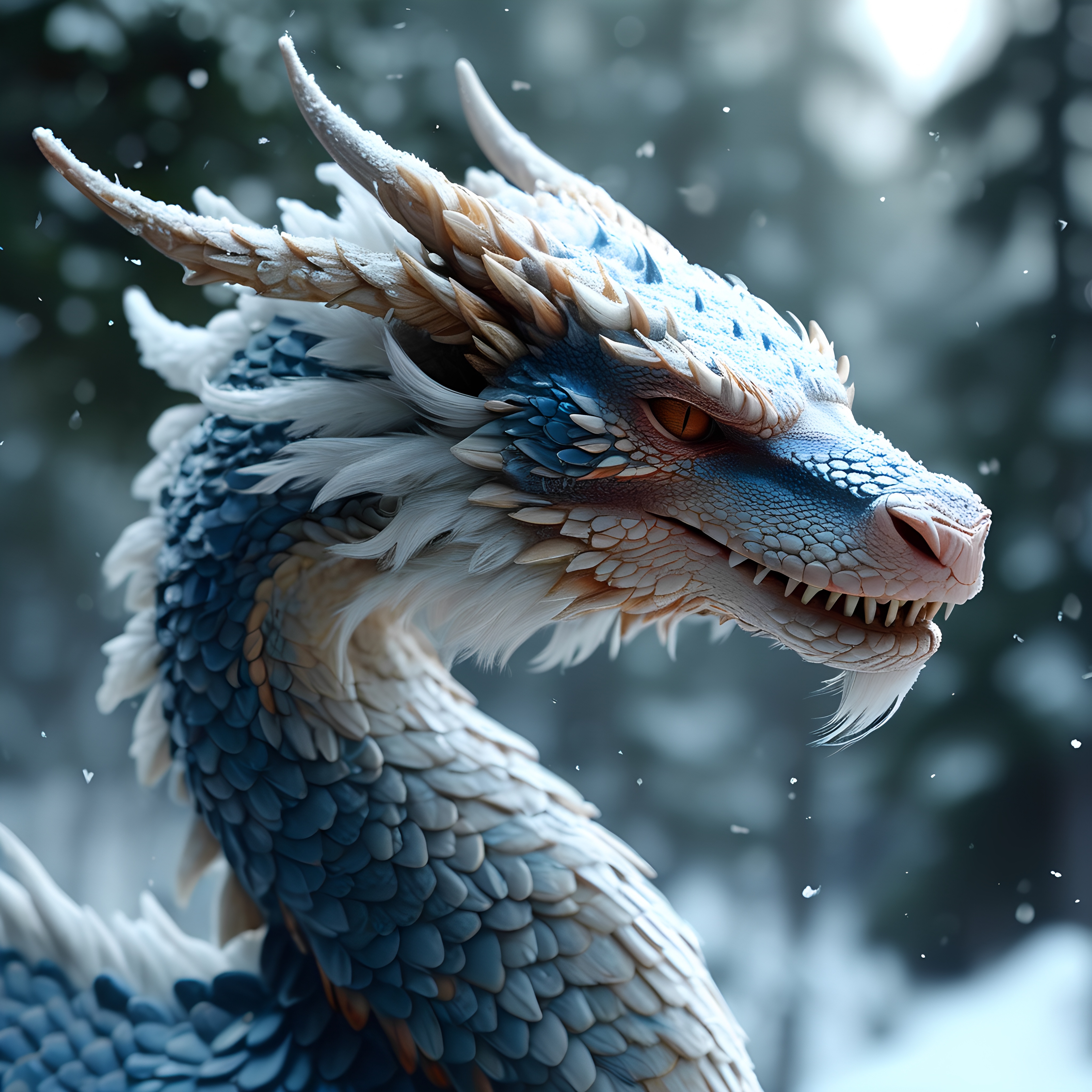 Icy Blue Dragon Snowy Landscape 1