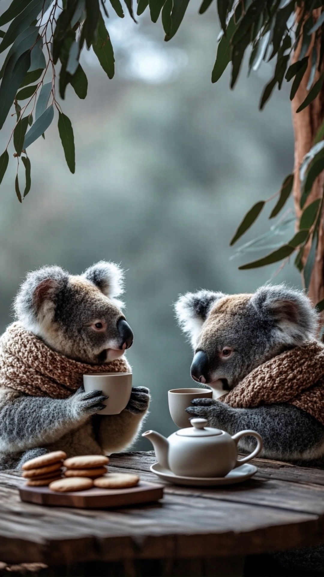 Koalas Drinking Tea Forest Scarves Video – video thumbnail