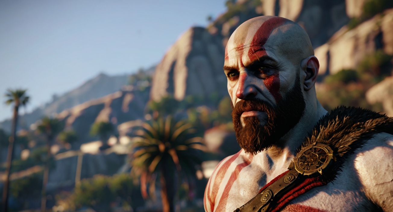 Kratos God Of War In Gta V Los Angeles 1