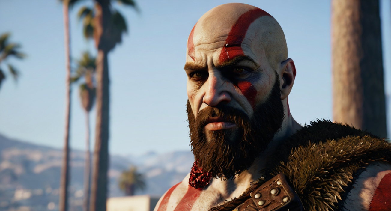 Kratos God Of War In Gta V Los Angeles 4
